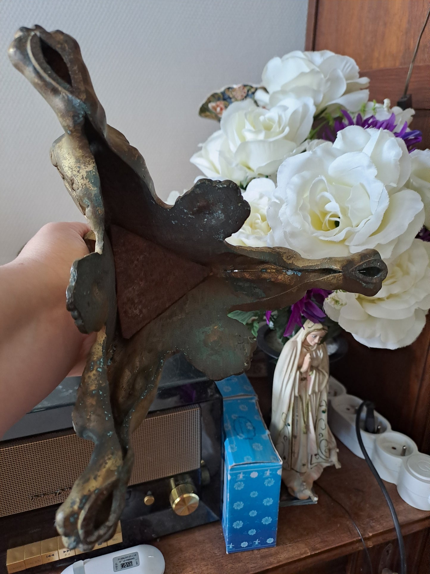 Pique cierge D'Église. En laiton et bronze.