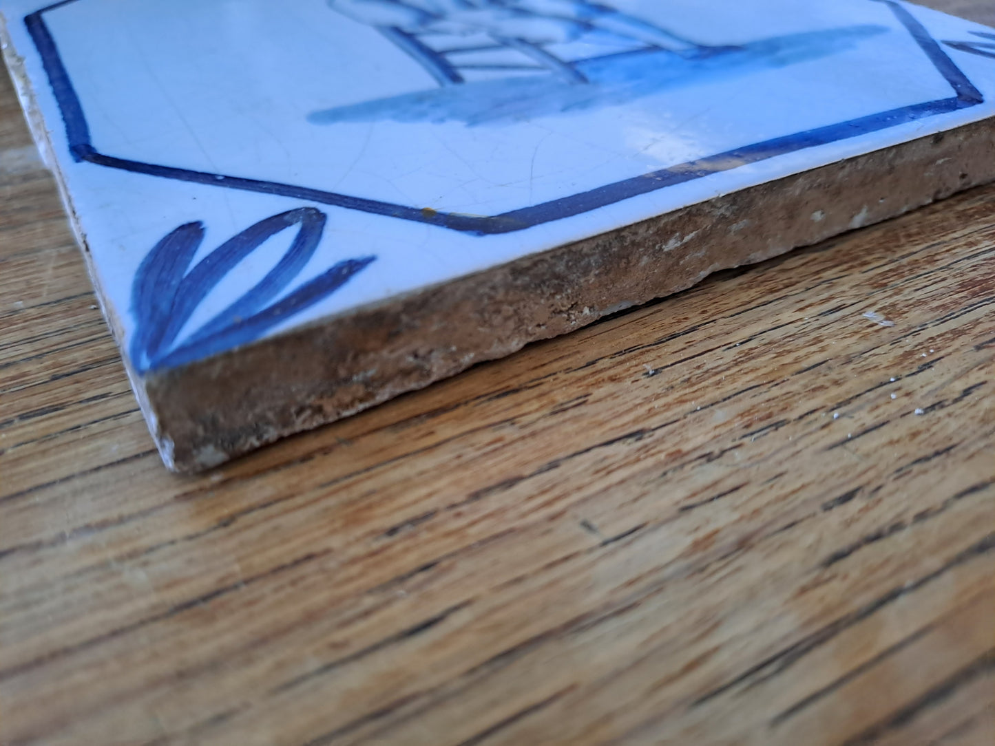 Carreau Delft Antique. Holland. 13 Cm X 13 Cm. 7. Ancien decoration vintage.