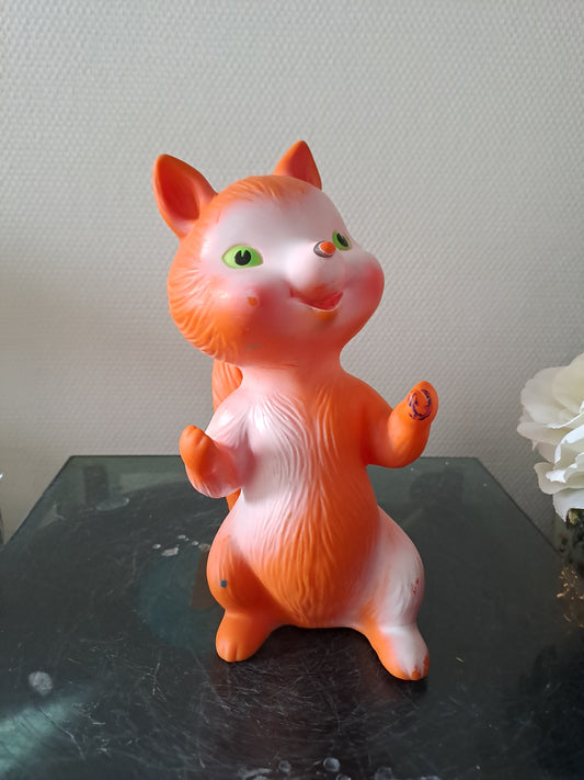 Écureuil. Pouet-Pouet. Jouet vintage. Ancien.