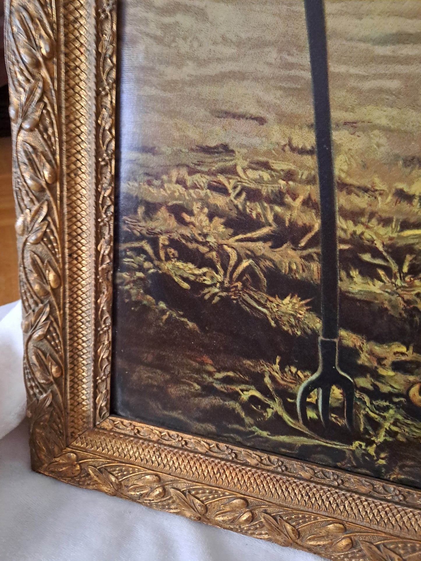 L'angélus. Chromolithographie d'après Millet. 82 cm X 60.5 cm.