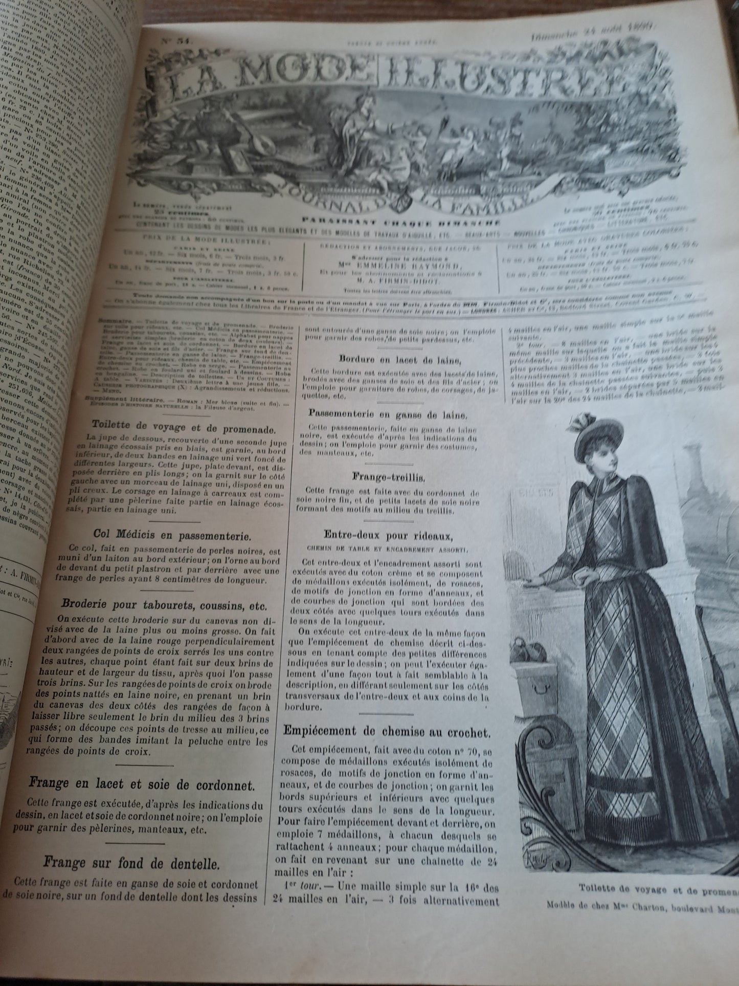 Revues " La mode illustré " journal de la famille. Pour l'année 1890. 31eme année. Ancien livre vintage.