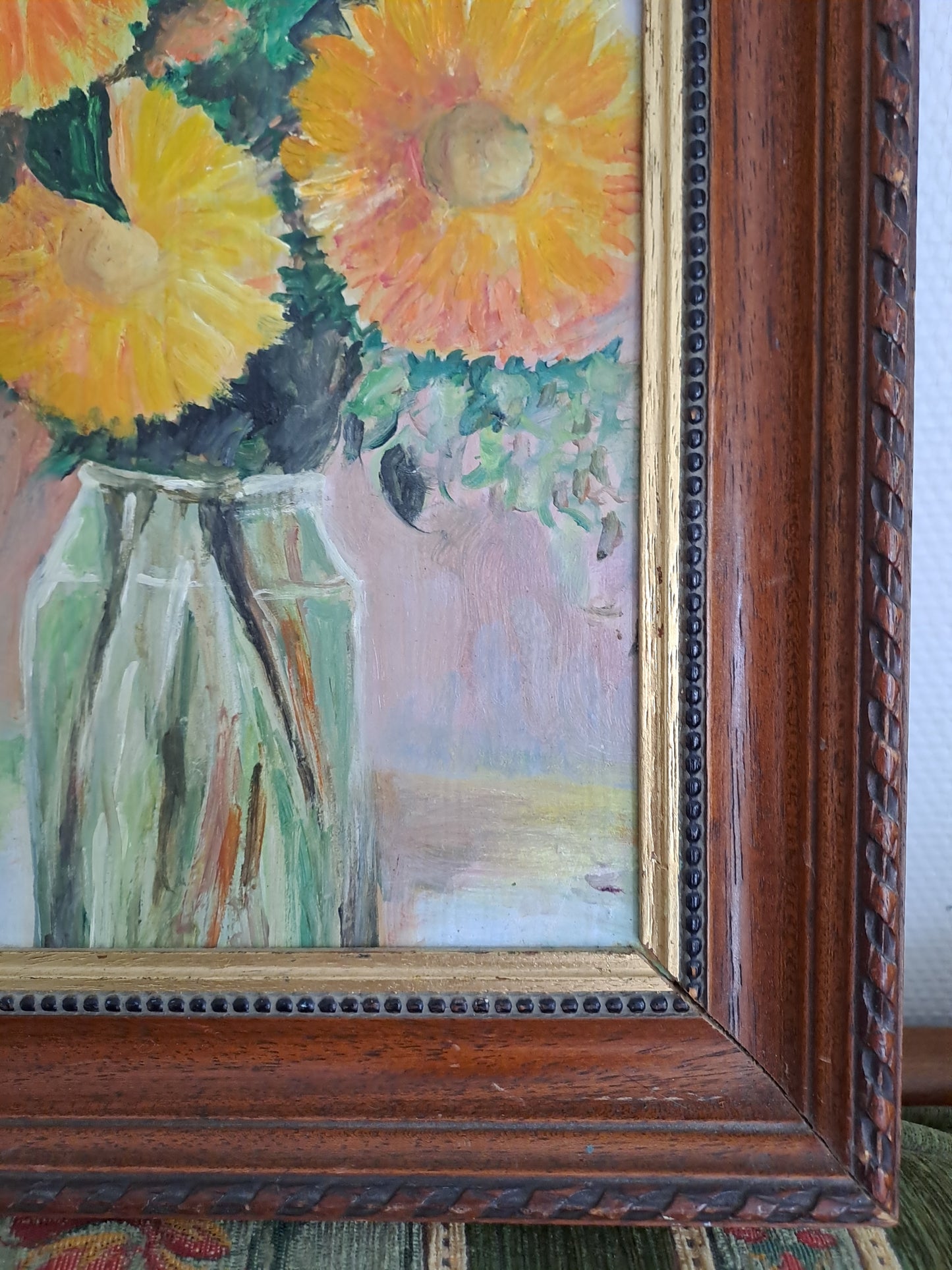 Bouquet de tournesols. Huile.