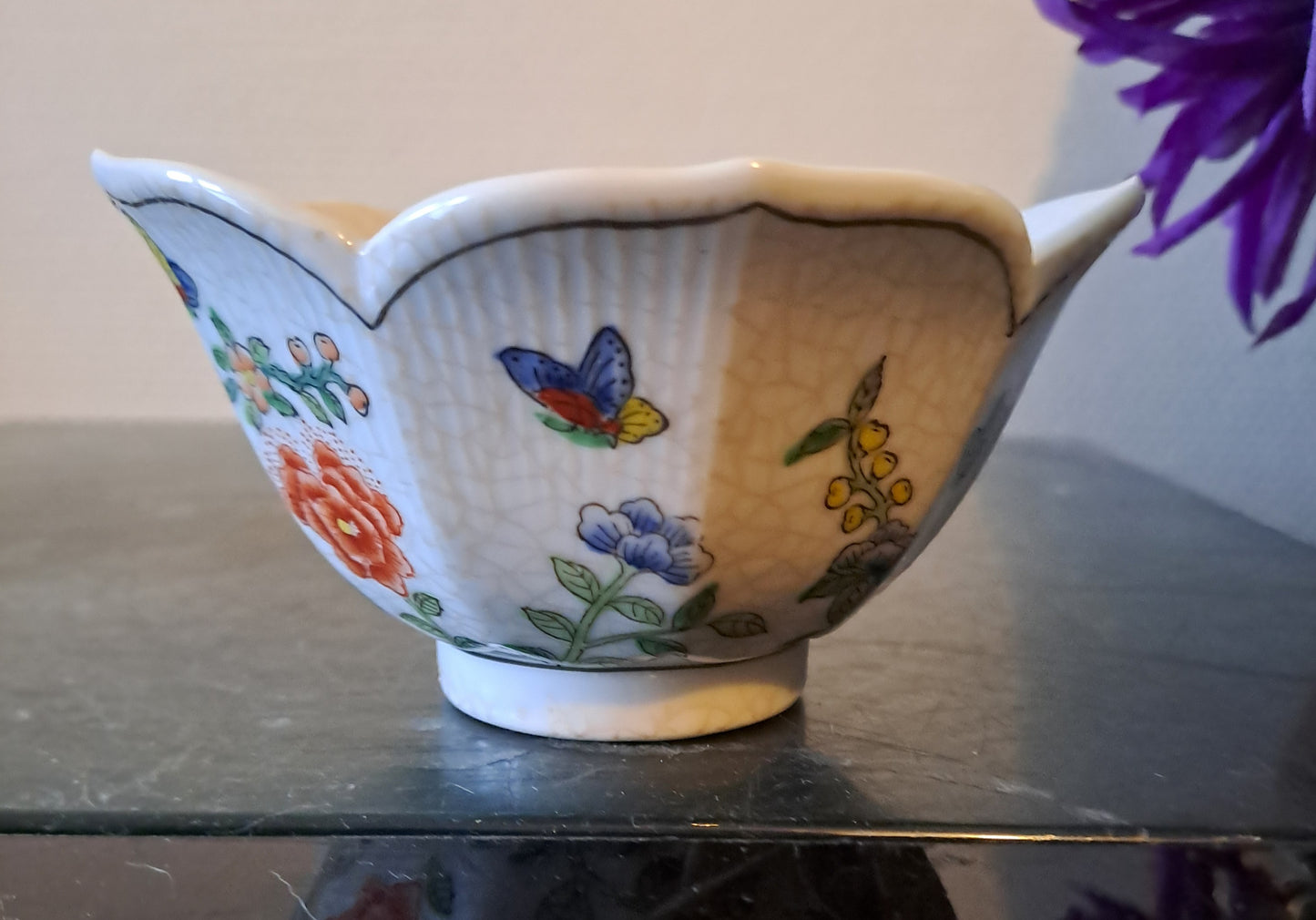 Bol Porcelaine. Chine. Oiseau Branché. Ancien vintage decoration asie asiatique.