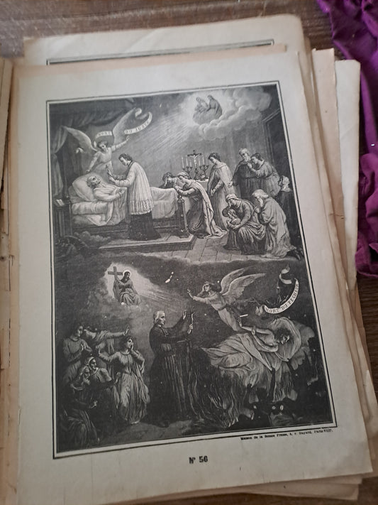Gravure. La mort. Ancien decoration vintage catholique.