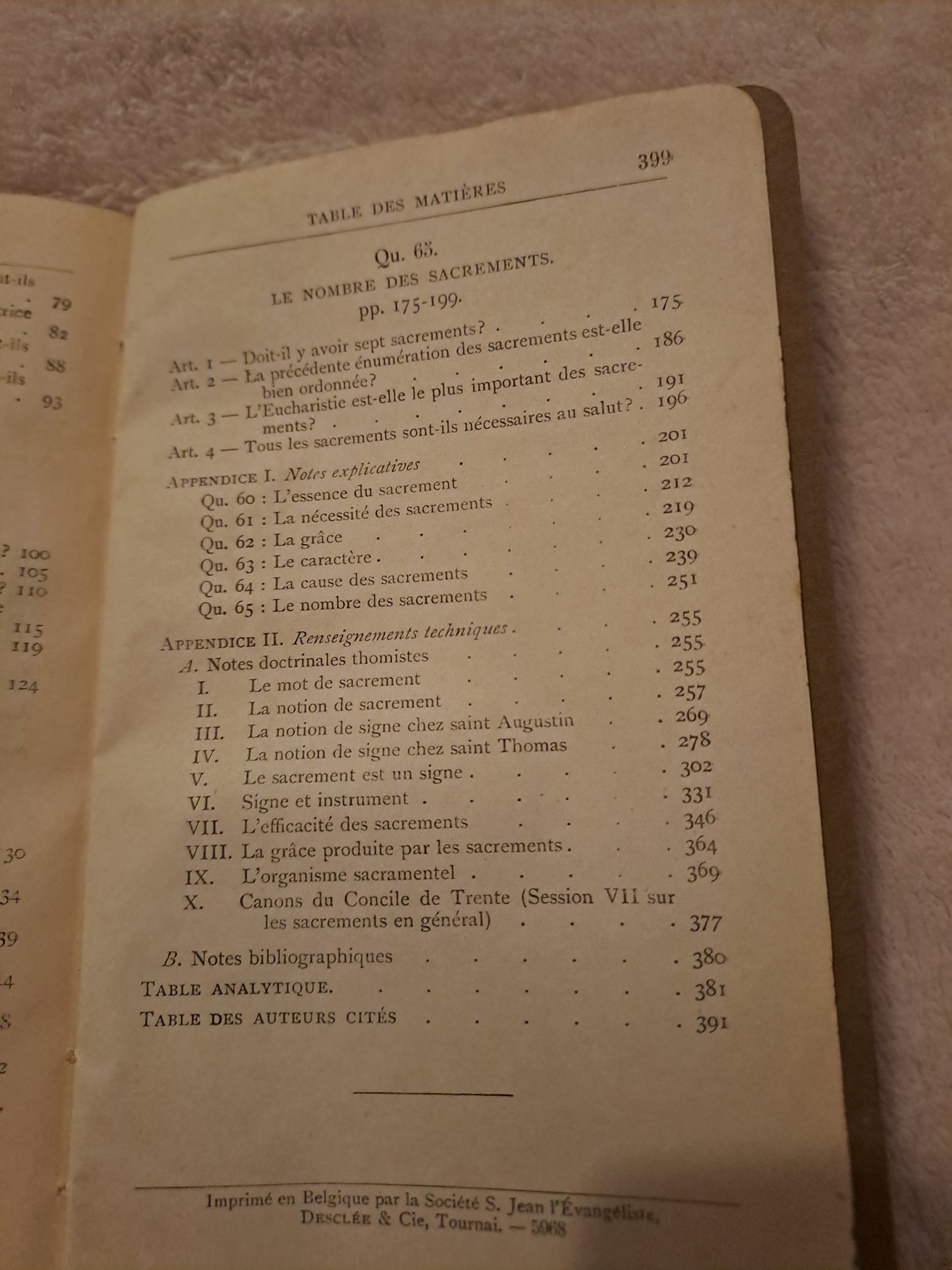 Somme theologique. Les sacrements 3a, questions 60-65. Saint Thomas D'Aquin. Ancien livre vintage catholique Sacré-coeur.