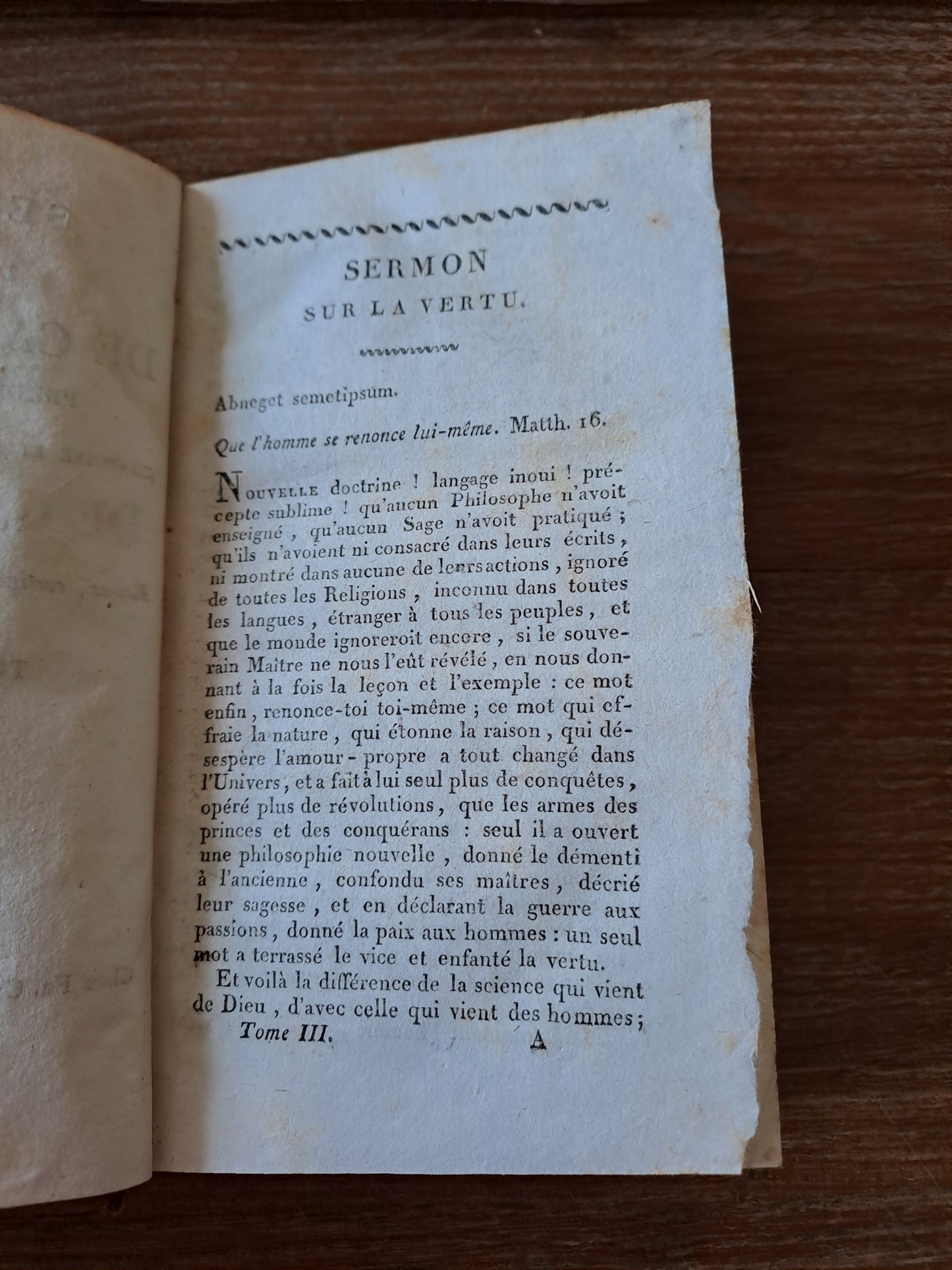 Sermons de l'abbé de Combaceres T3 1822 Ancien livre vintage catholique