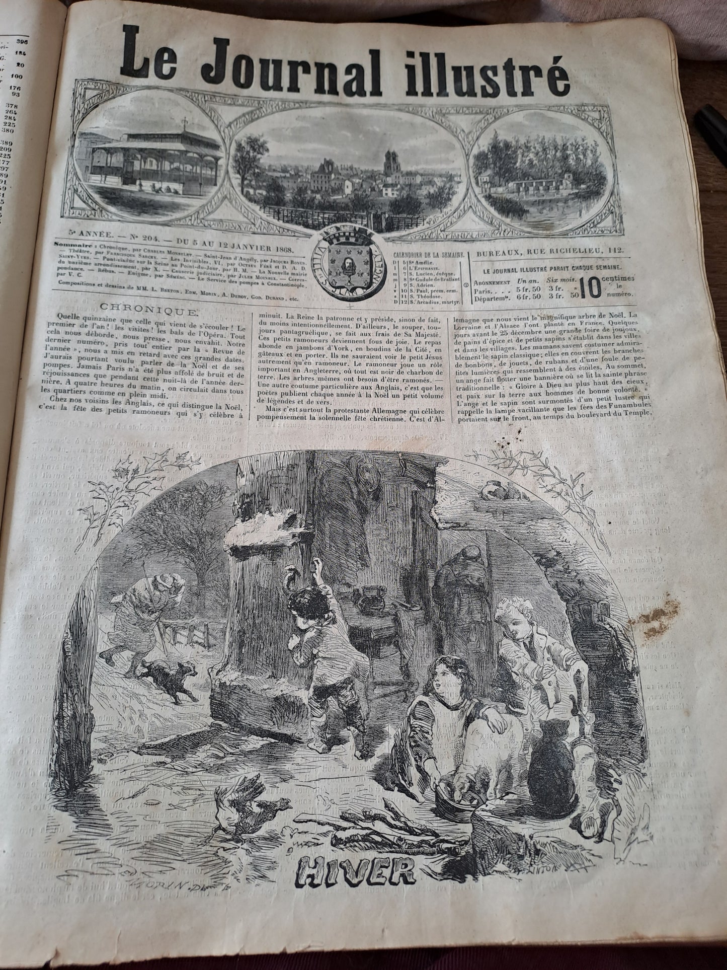 Revues " Le Journal illustré ". Année 1868. 5 eme année. Ancien livre vintage.