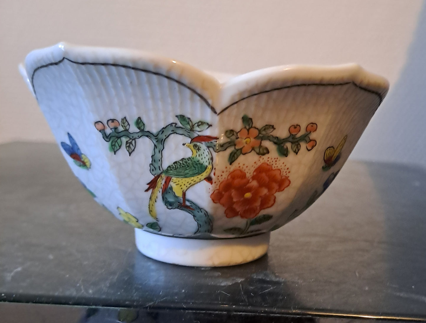 Bol Porcelaine. Chine. Oiseau Branché. Ancien vintage decoration asie asiatique.