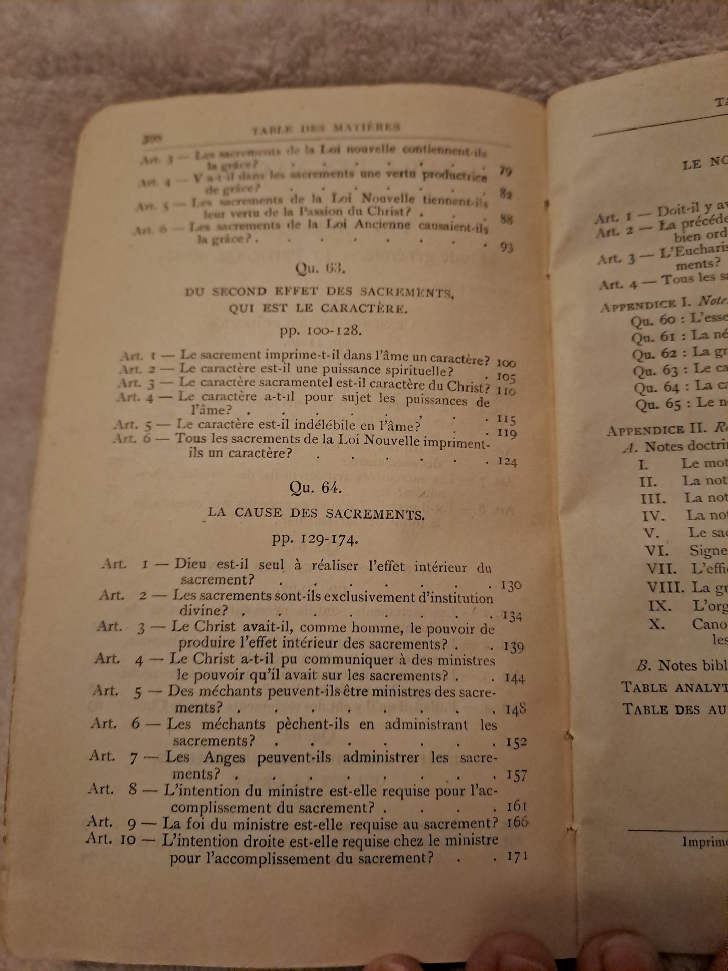 Somme theologique. Les sacrements 3a, questions 60-65. Saint Thomas D'Aquin. Ancien livre vintage catholique Sacré-coeur.