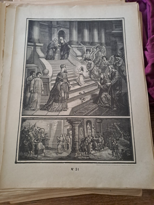 Gravure. 2e commandement. Ancien decoration vintage catholique