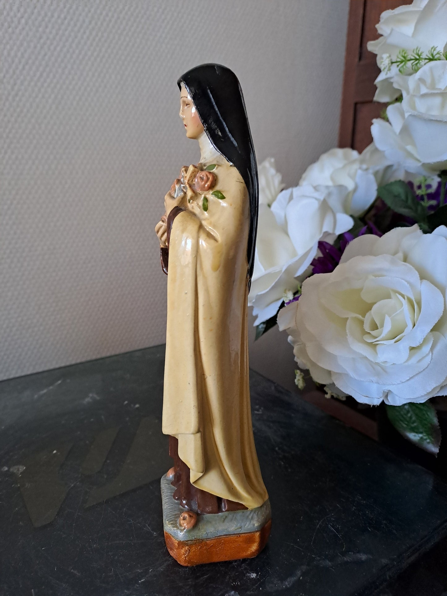 Statue Sainte Thérèse de l'enfant Jésus de la Sainte-Face. 21 cm. Ancien Vintage catholique.