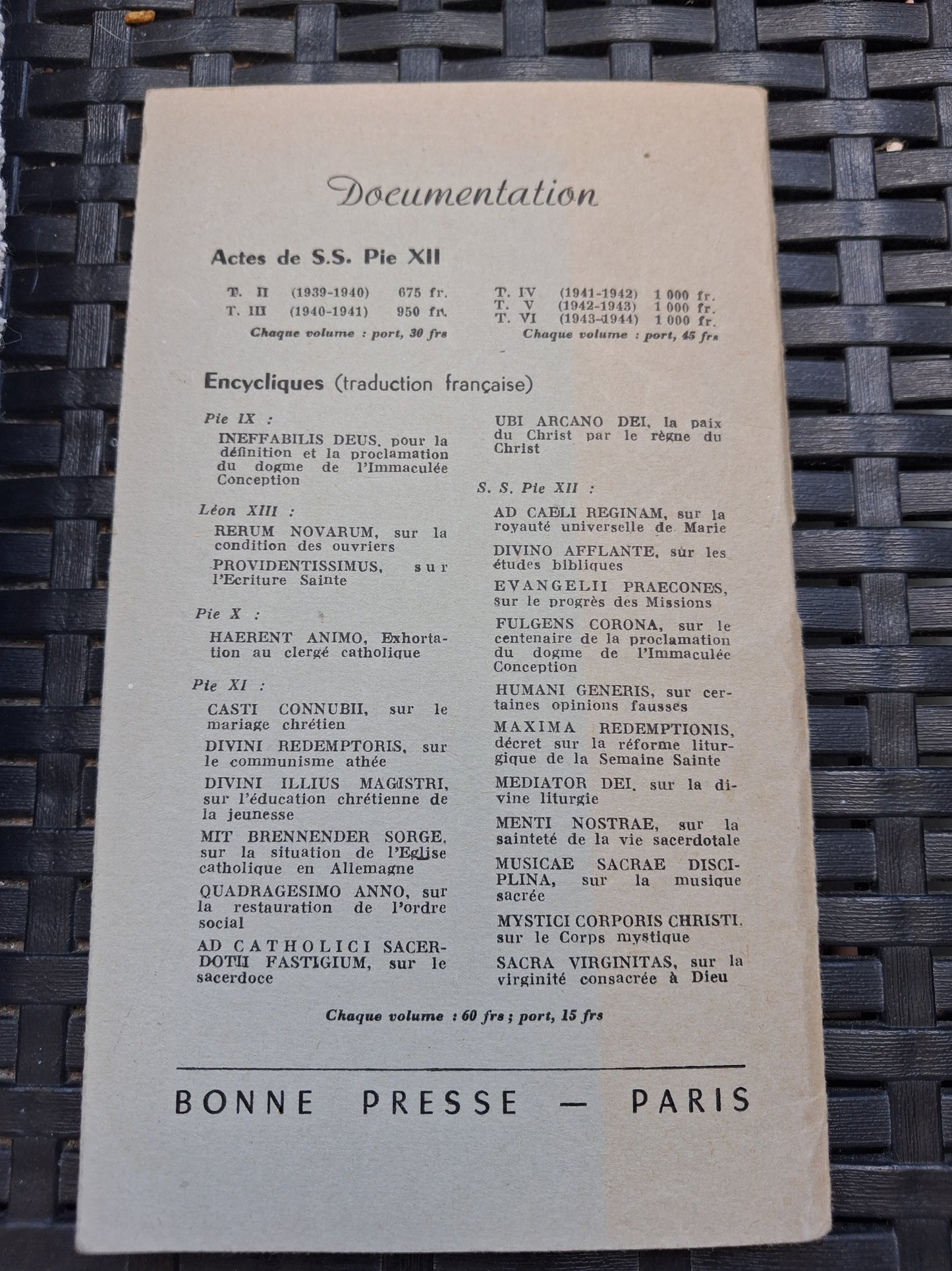 Encyclique haurietis aqua in Gaudio Ancien livre vintage pape catholique
