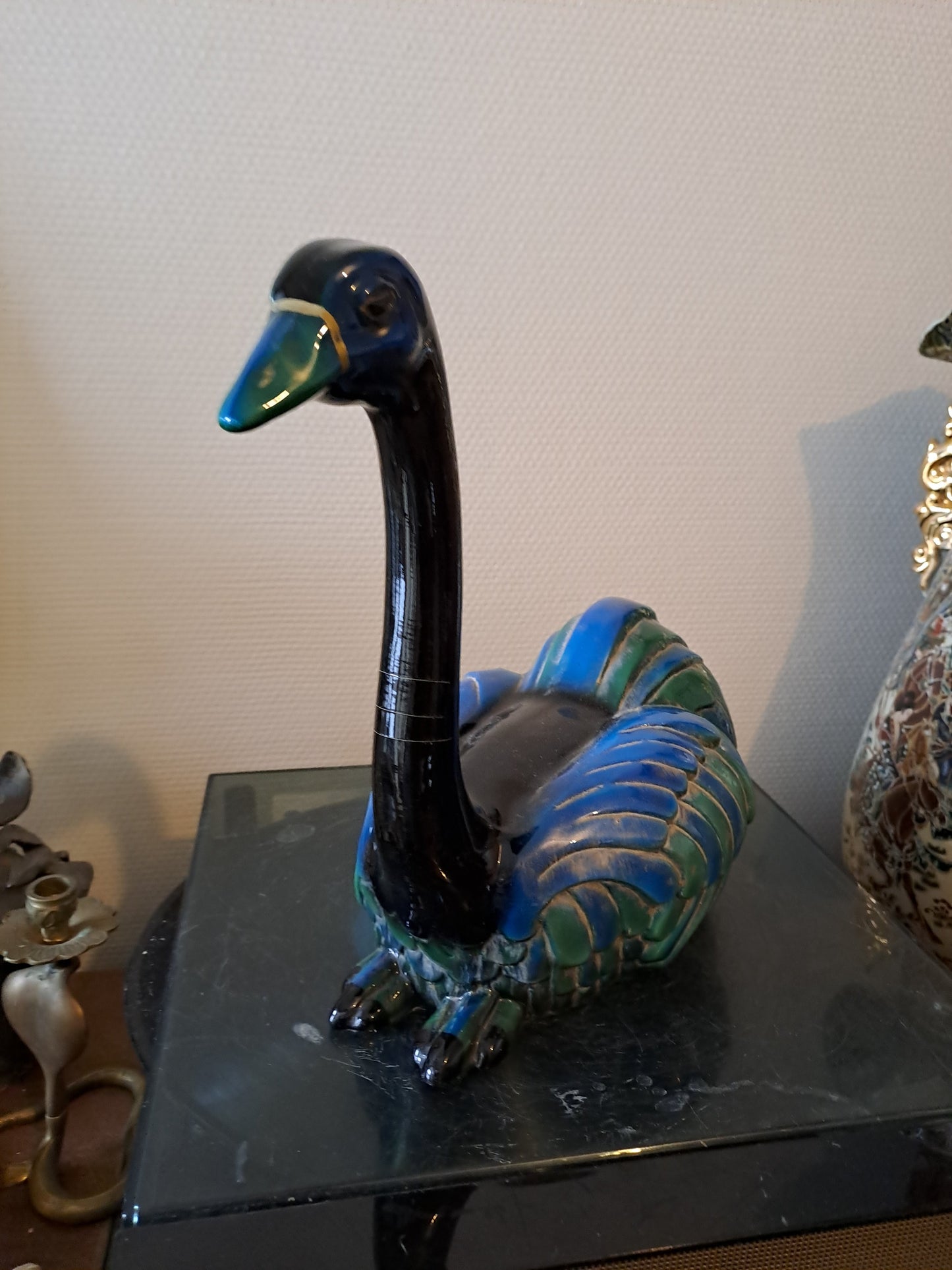 Statue autruche Hollywood Regency. 27.5 Cm X 27 Cm X 16 Cm.