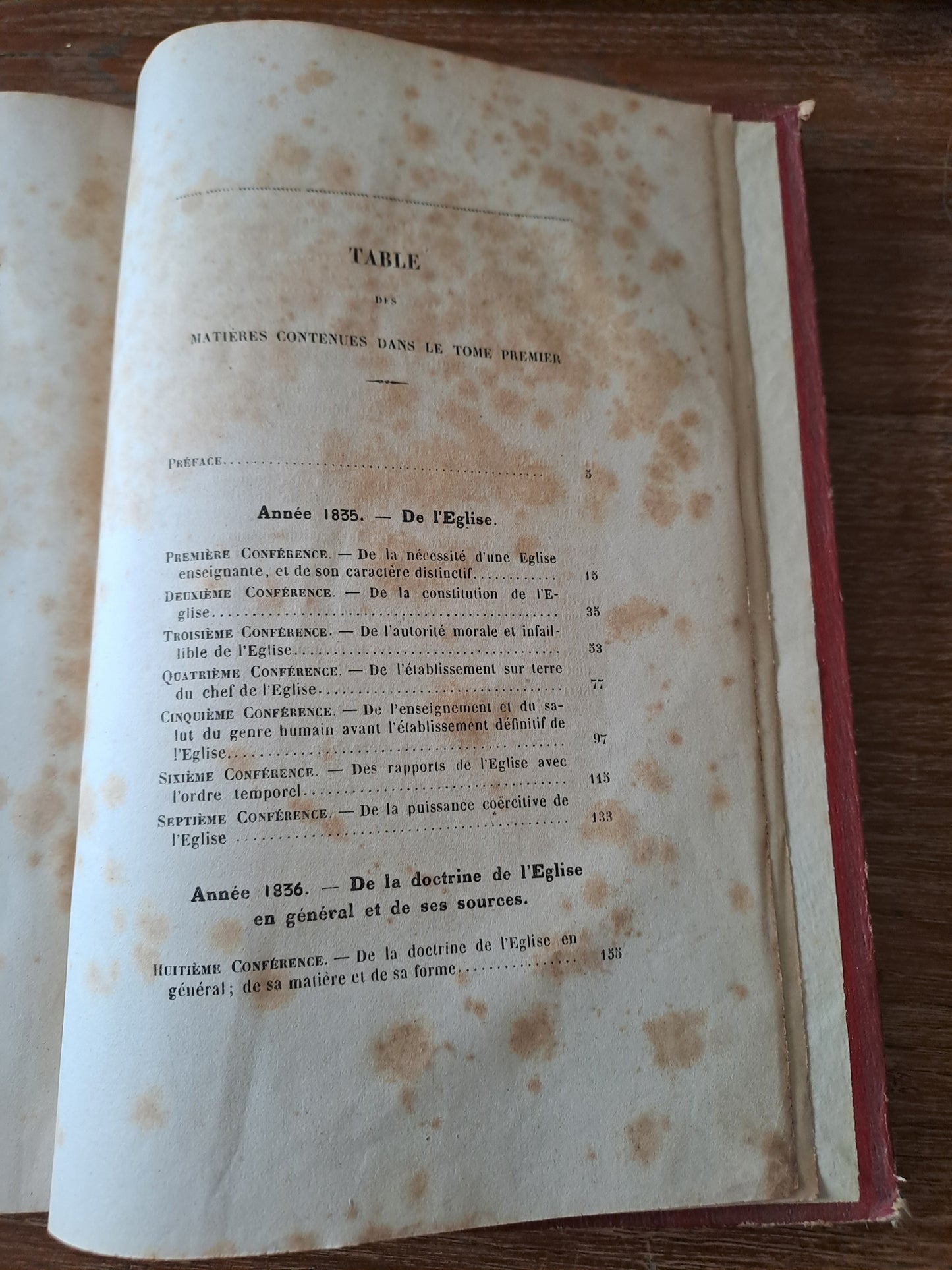 Conférences de Notre-Dame de Paris. T1. Années 1835_1836_1837. Ancien livre vintage. 1853.