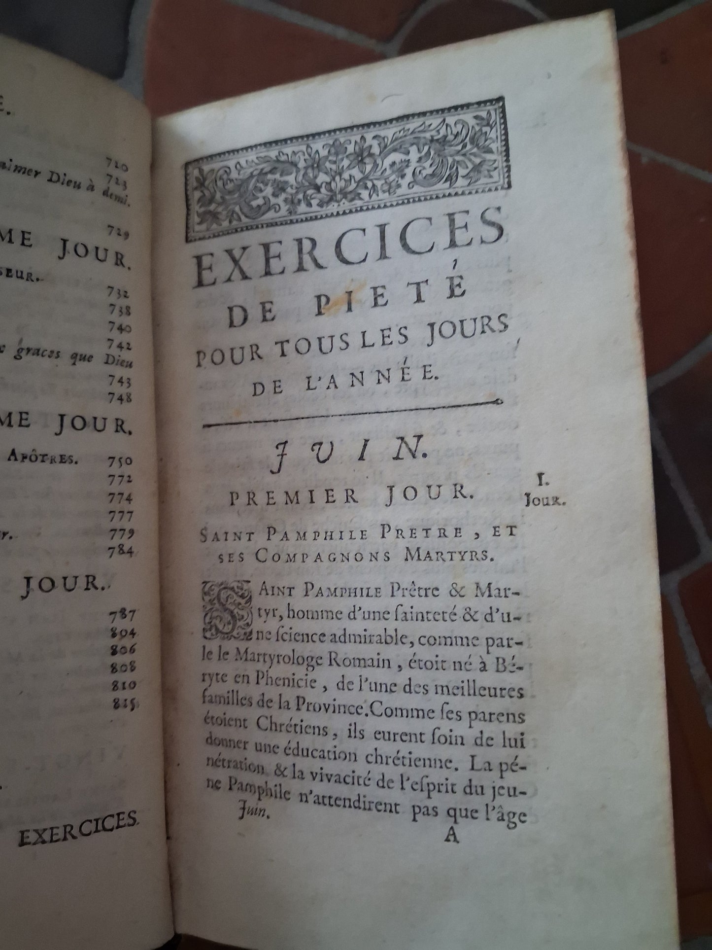 Année chretienne. Juin 1717. Exercices de piété pour tous les jours. Ancien livre vintage catholique.