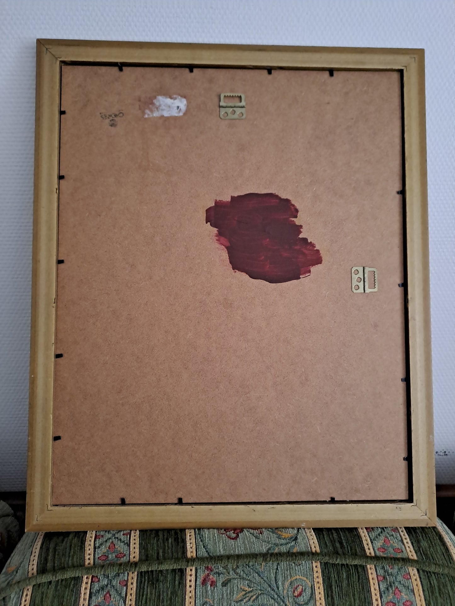 Gravure représentant Jésus-Christ crucifié. Cadre sous vitre. Ancien decoration vintage catholique.