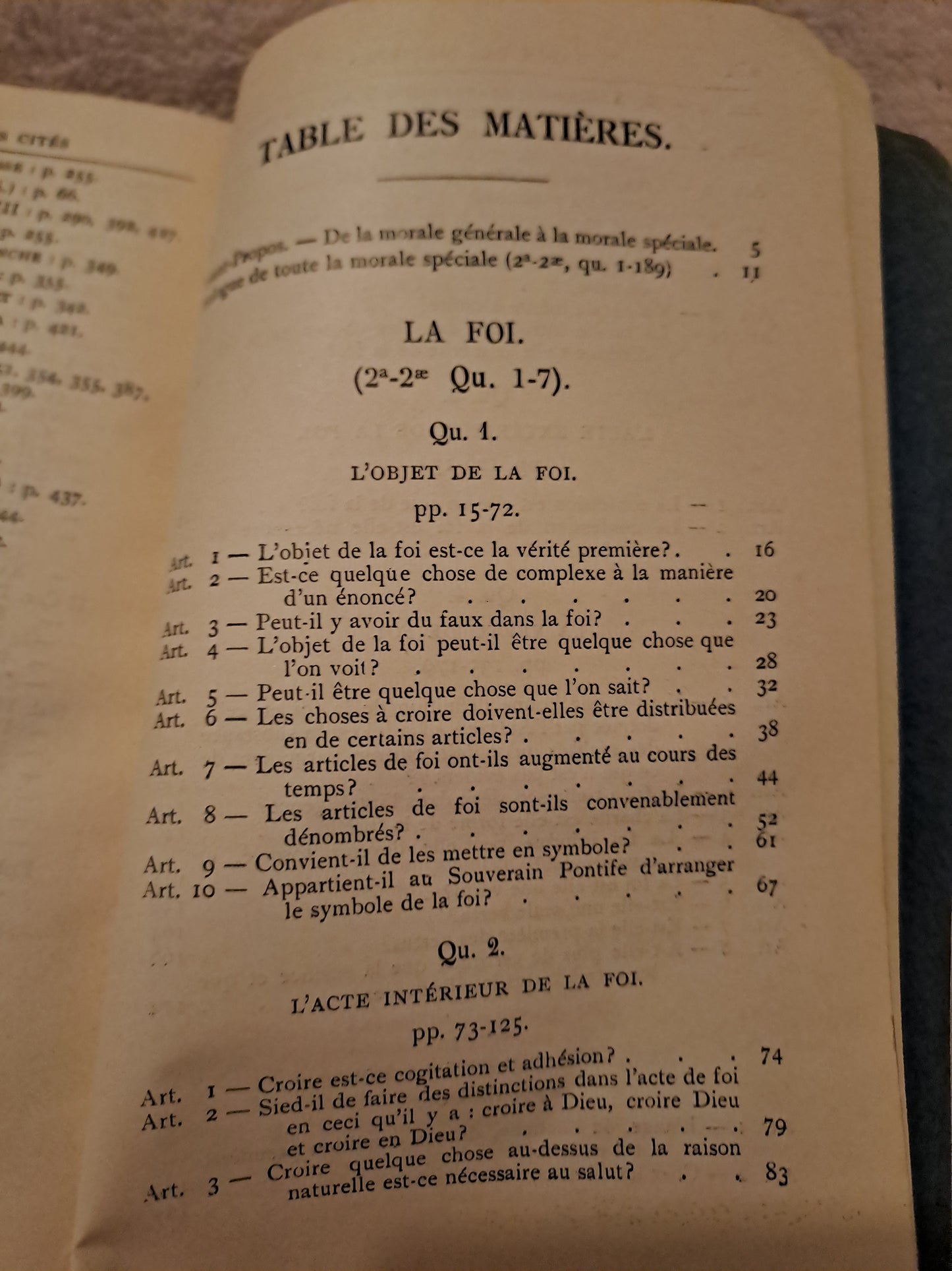 Somme theologique. La foi. Tome 1. 2a-2a, questions 1-7. Saint Thomas D'Aquin. Ancien livre vintage catholique.