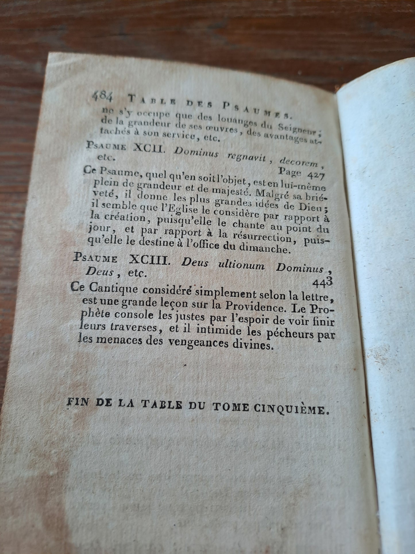 Les psaumes traduits par Berthier. T5. 1807. Ancien livre vintage catholique.