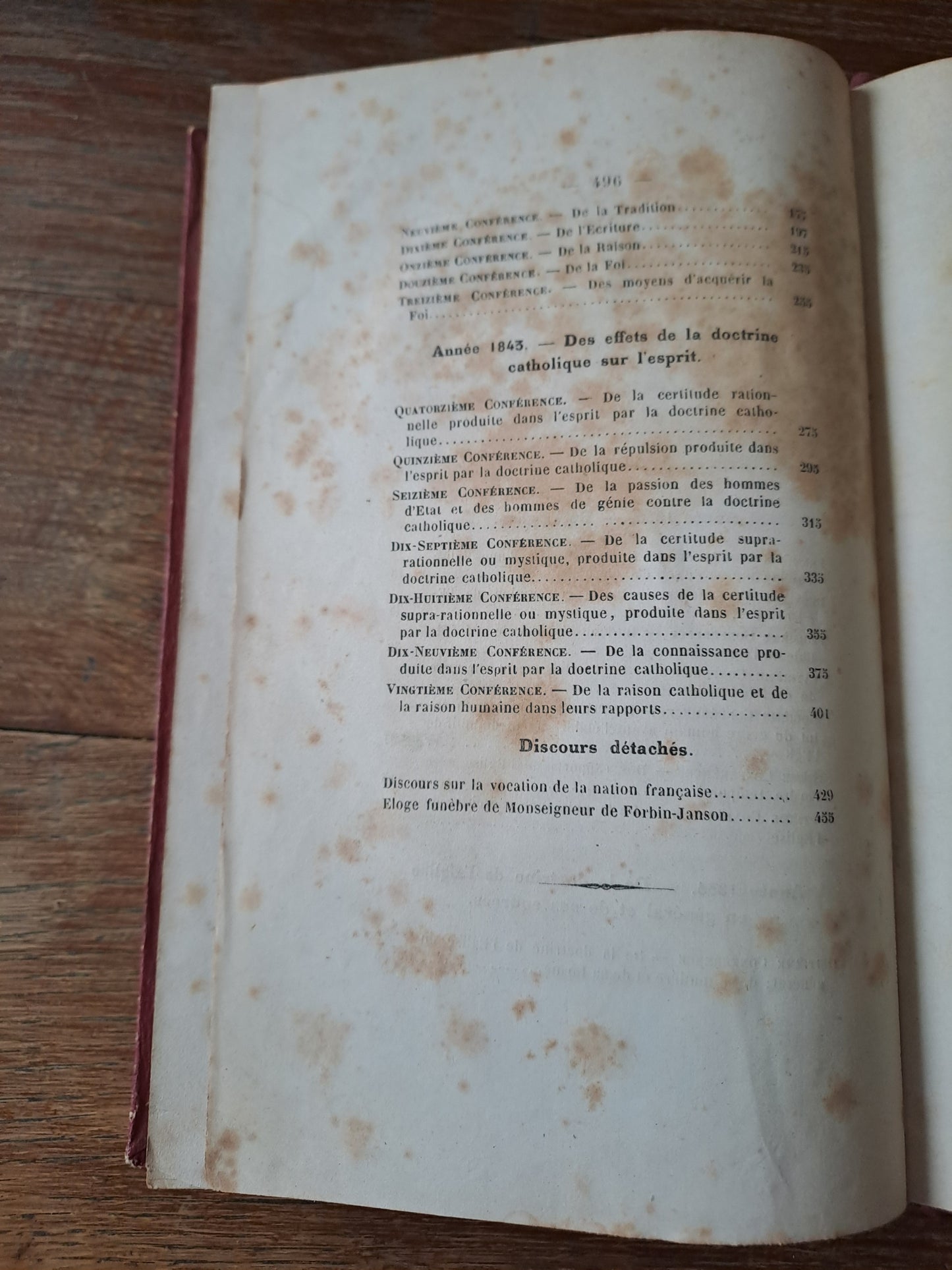 Conférences de Notre-Dame de Paris. T1. Années 1835_1836_1837. Ancien livre vintage. 1853.