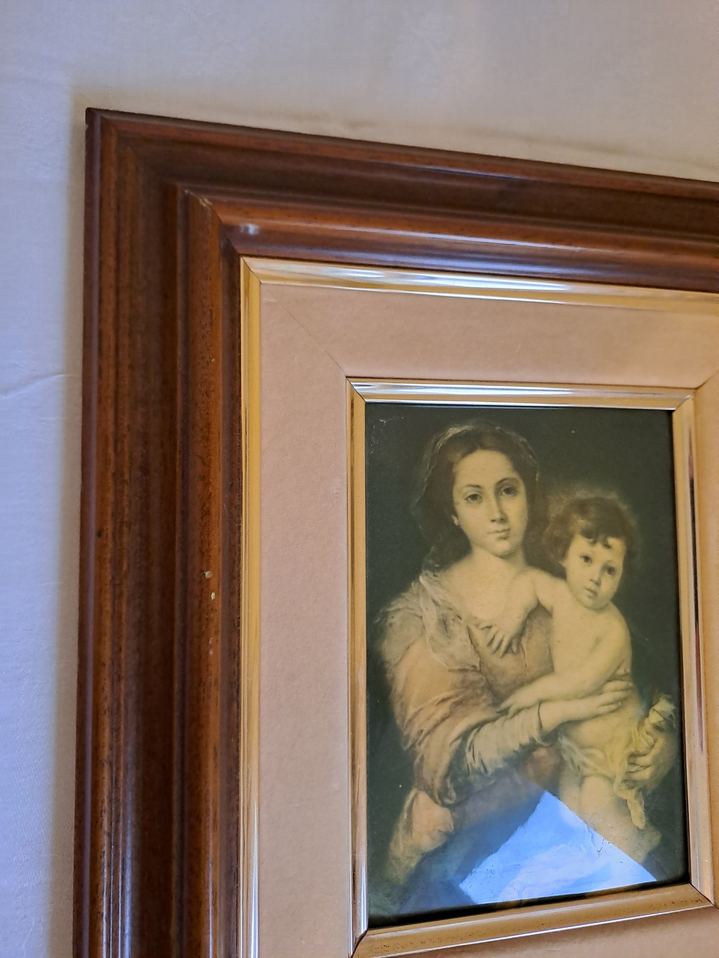 Emaux Limoges. Tableau Sainte vierge Marie d'après Morillo. Ancien Vintage catholique Sacré-Cœur.