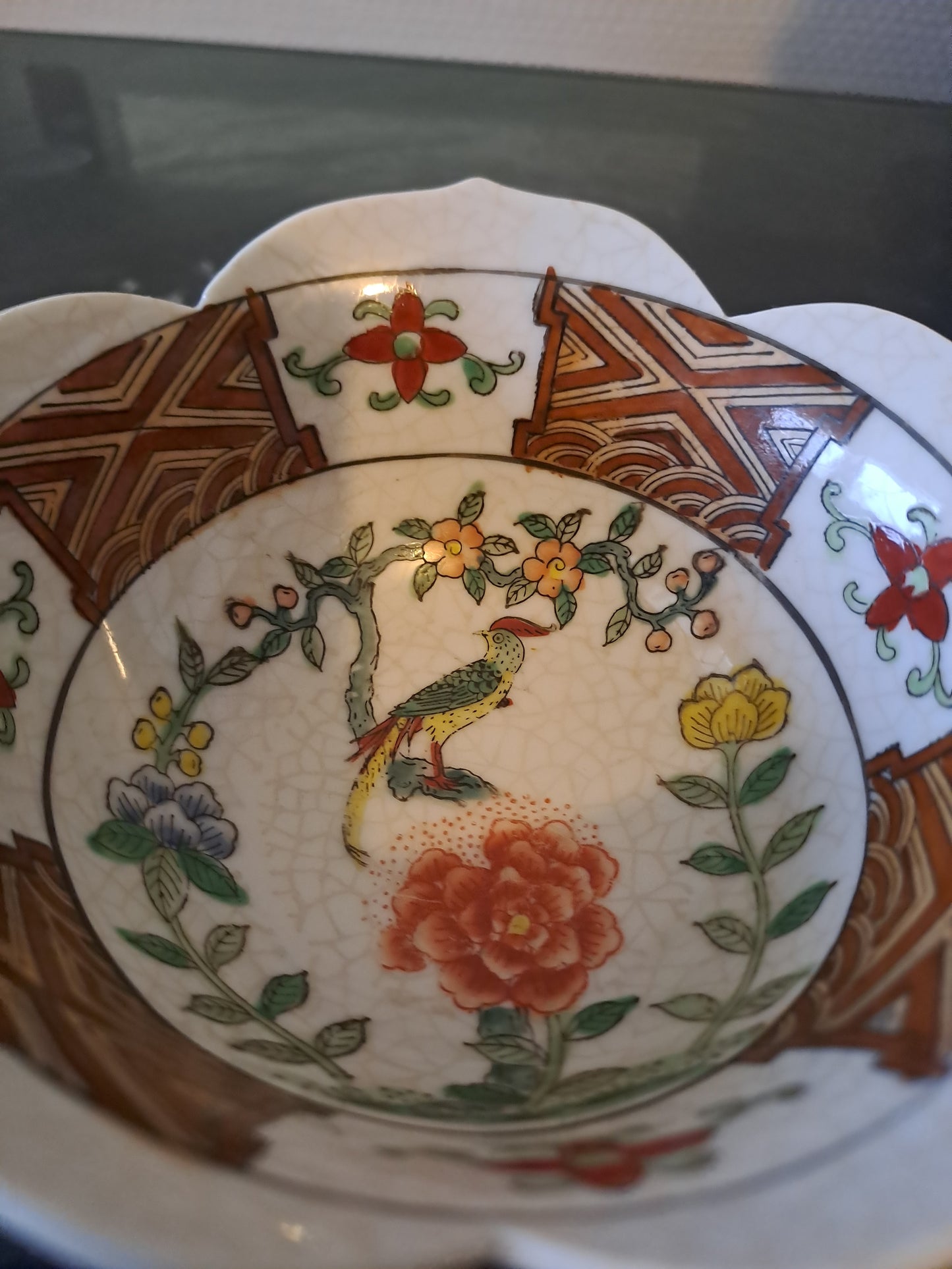 Bol Porcelaine. Chine. Oiseau Branché. Ancien vintage decoration asie asiatique.