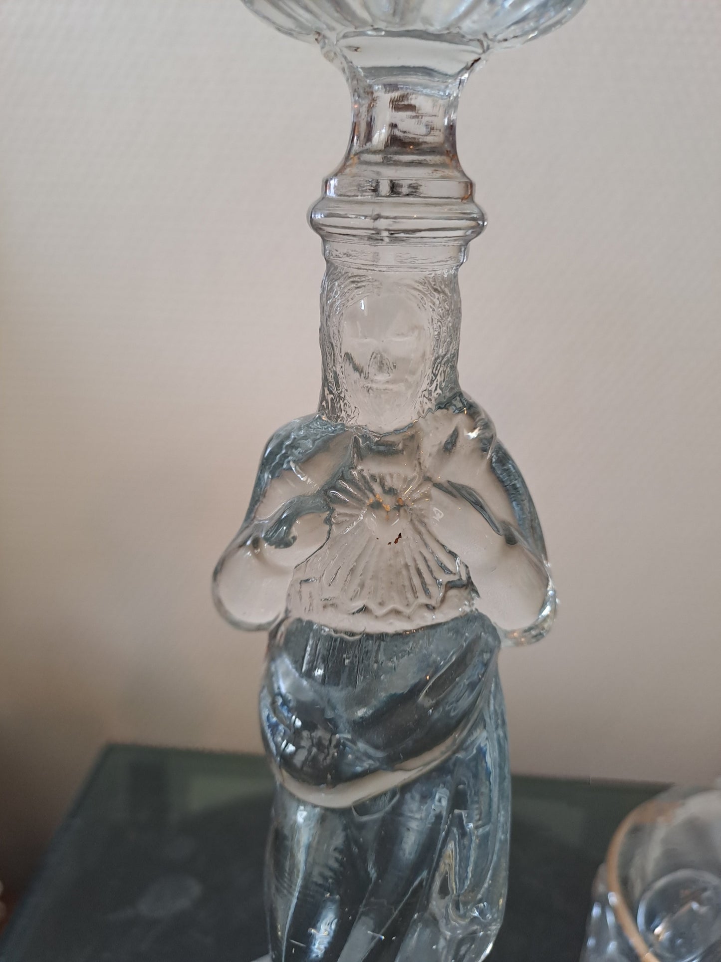 Paire de bougeoirs Sacré-Cœurs De Jésus Et Sainte Vierge Marie. Val saint lambert. Ancien Vintage catholique.