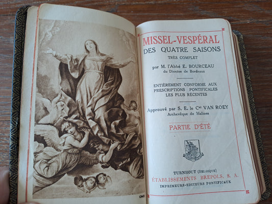 Missel vespéral des quatres saisons. Ete. Ancien livre de prières catholique.
