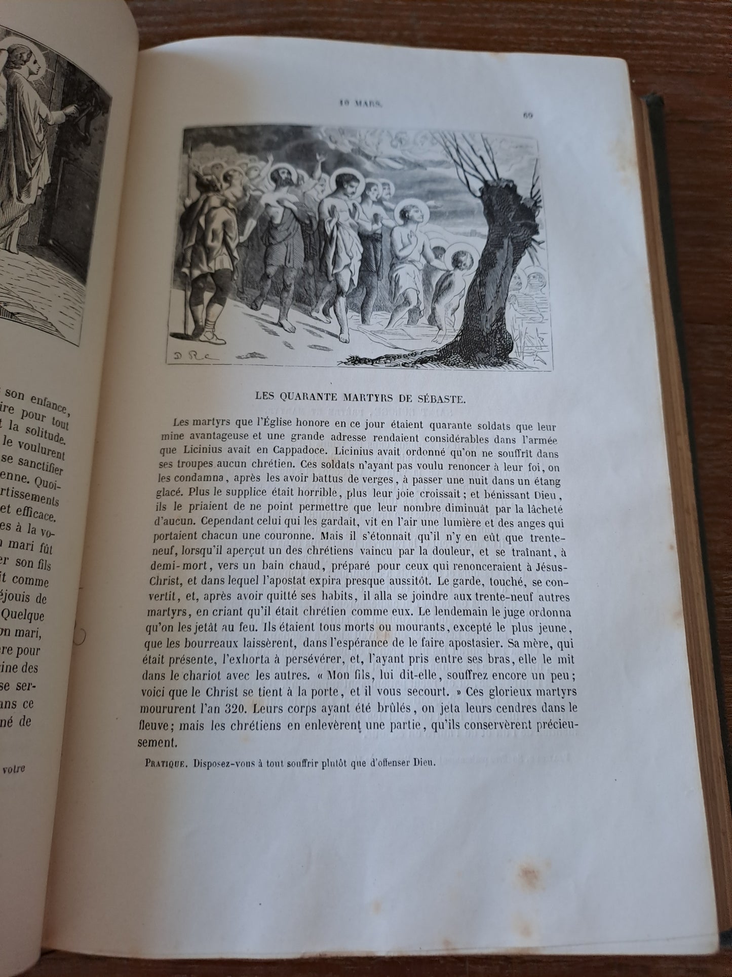 Vies des Saints pour tous les jours de l'année avec une pratique de piété pour chaque jour. Par F. P. B. 1867. Ancien livre vintage.