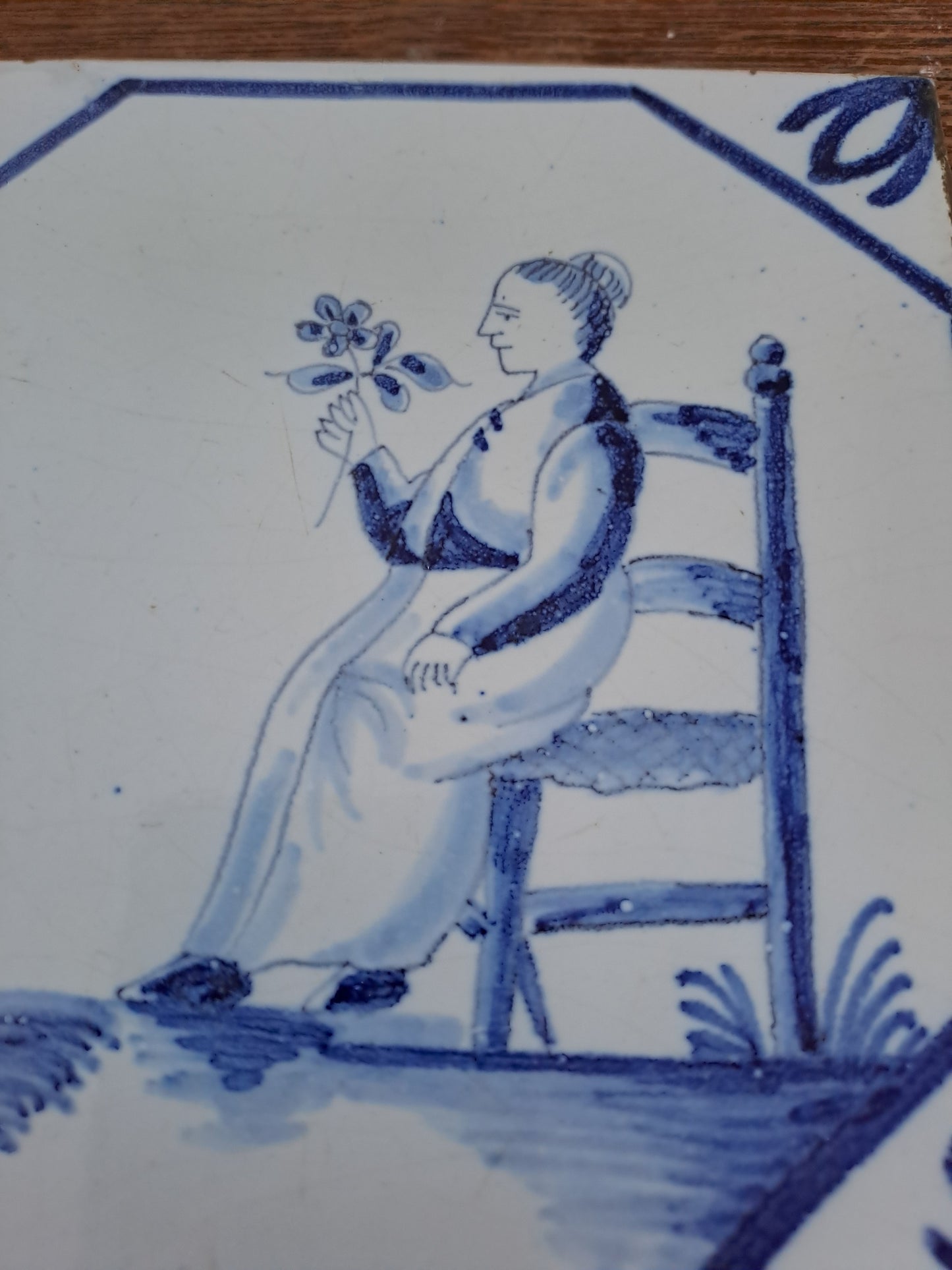 Carreau Delft Antique. Holland.  13 Cm X 13 Cm. 13. Ancien decoration vintage.