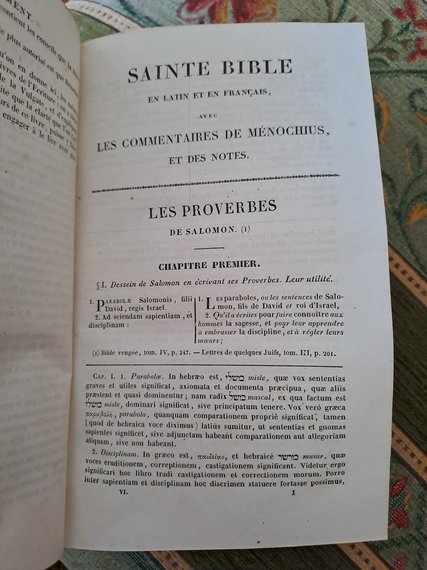 Bible. T6. 1835. R P De Carrières Commentaires De Menochius.