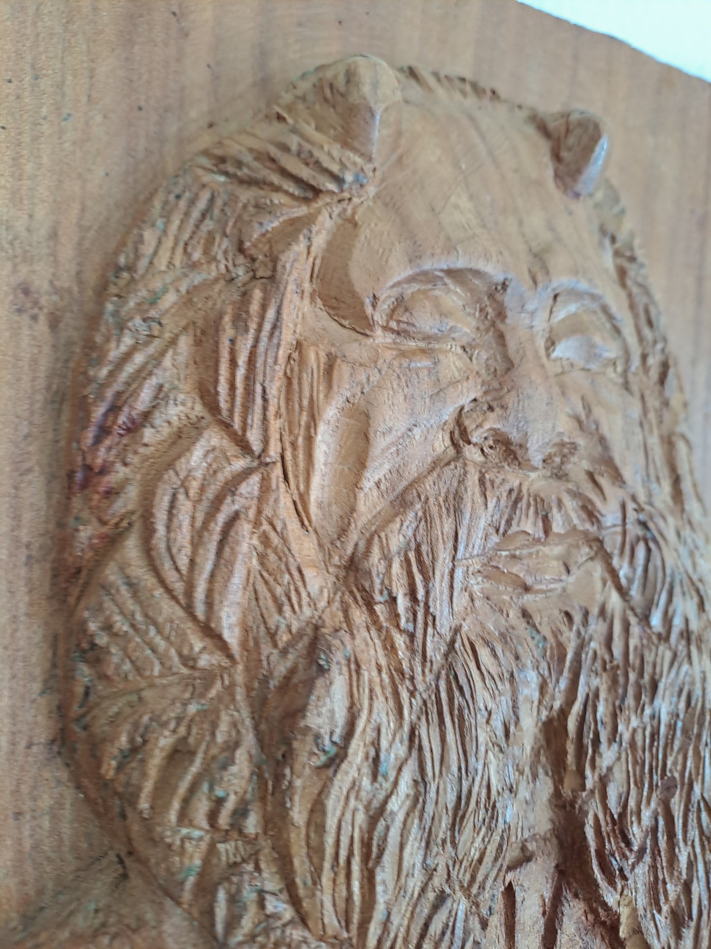 Statue en bois représentant Moïse en bas-relief. Ancien decoration vintage.