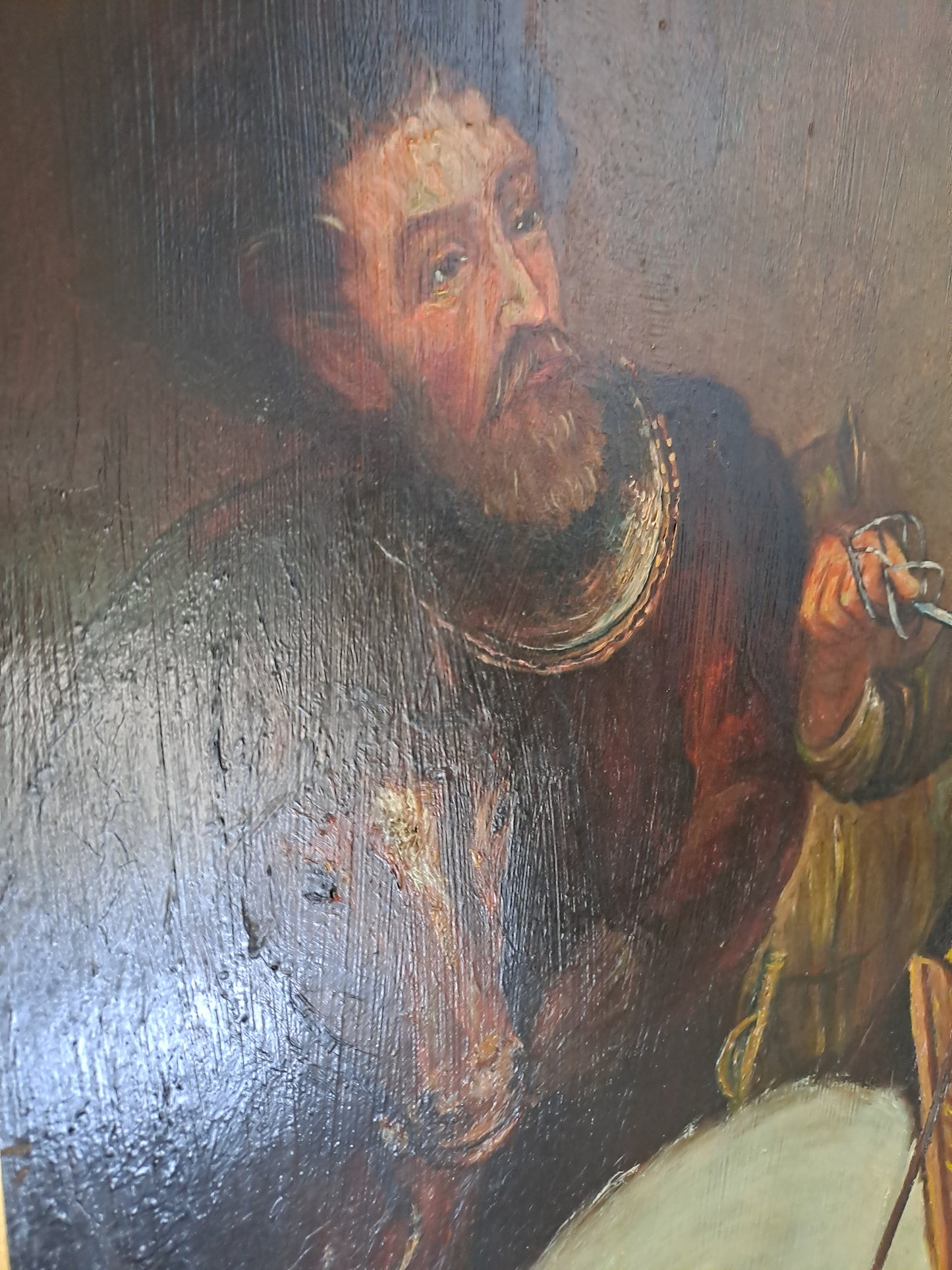 Tableau Saint-Martin et le mendiant d'après Van Dick. Signé. 125cm X 107 cm. Ancien vintage catholique sacré-coeur.