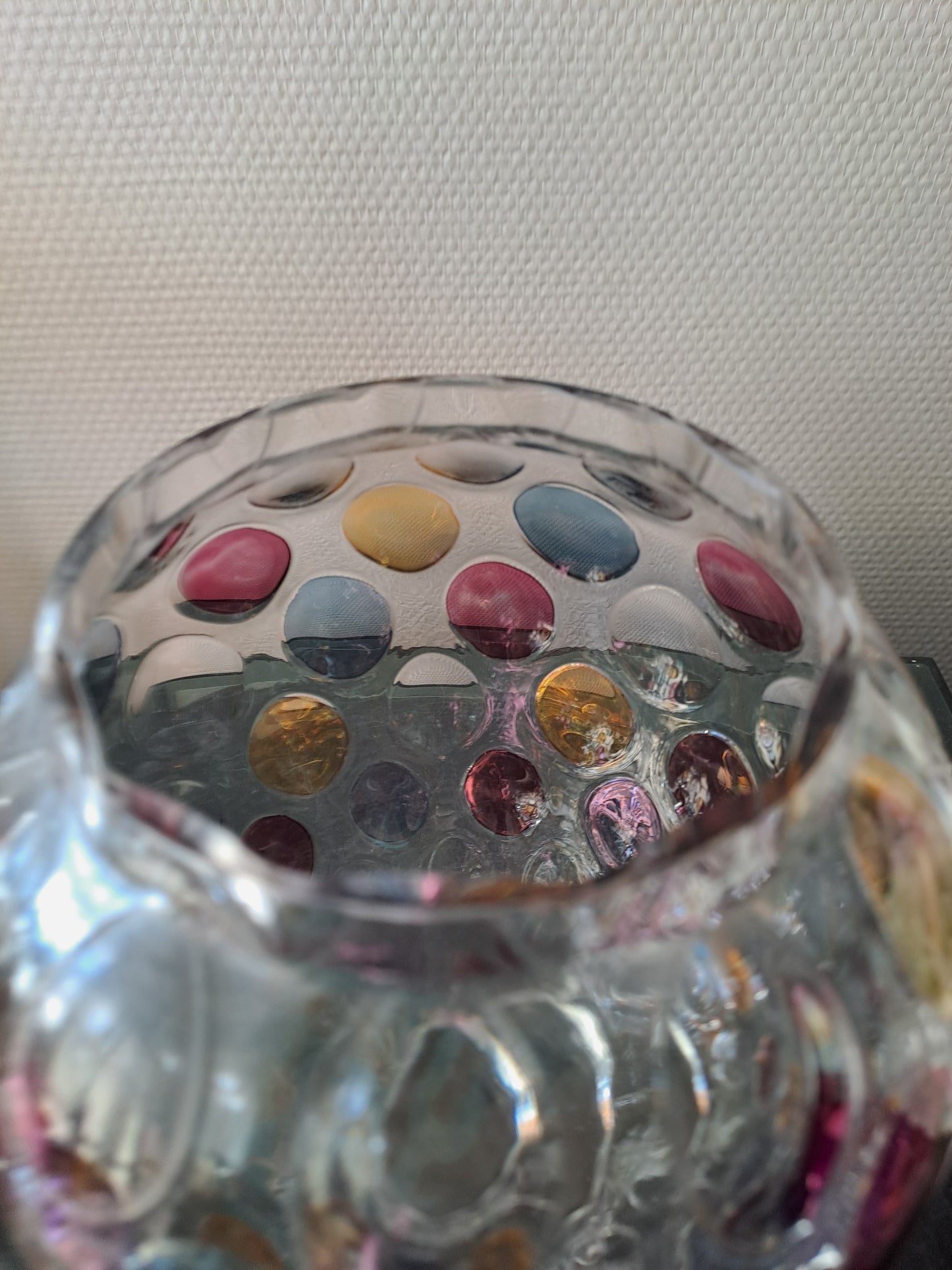 Bonbonnière / vase optique vintage. Boske Sklo. Czech glass. Collection Nemo.