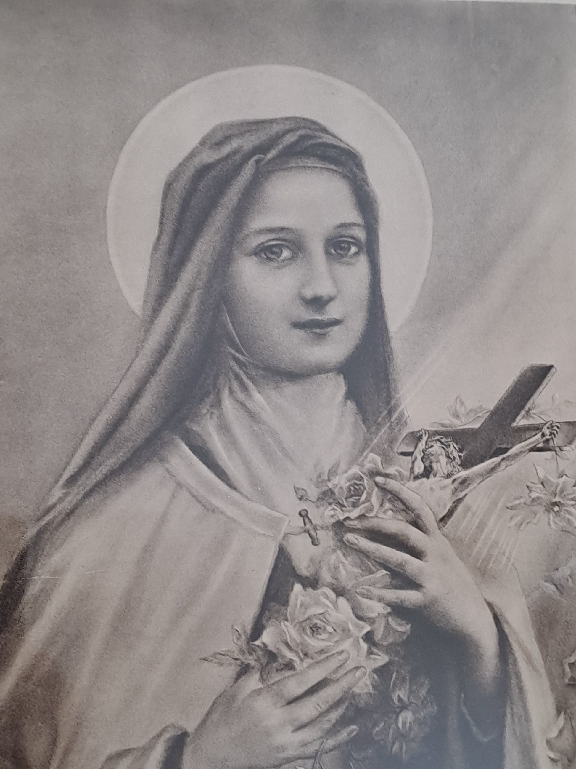 Gravure représentant Sainte Thérèse De L'enfant Jesus de la Sainte-Face. 52 cm x 42 cm.