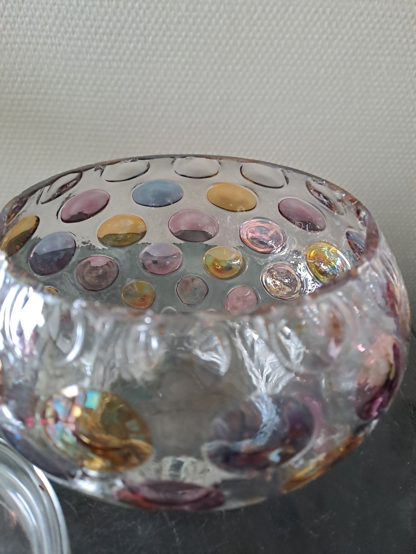 Bonbonniere/ Vase optique vintage. Boske Sklo. Czech glass.