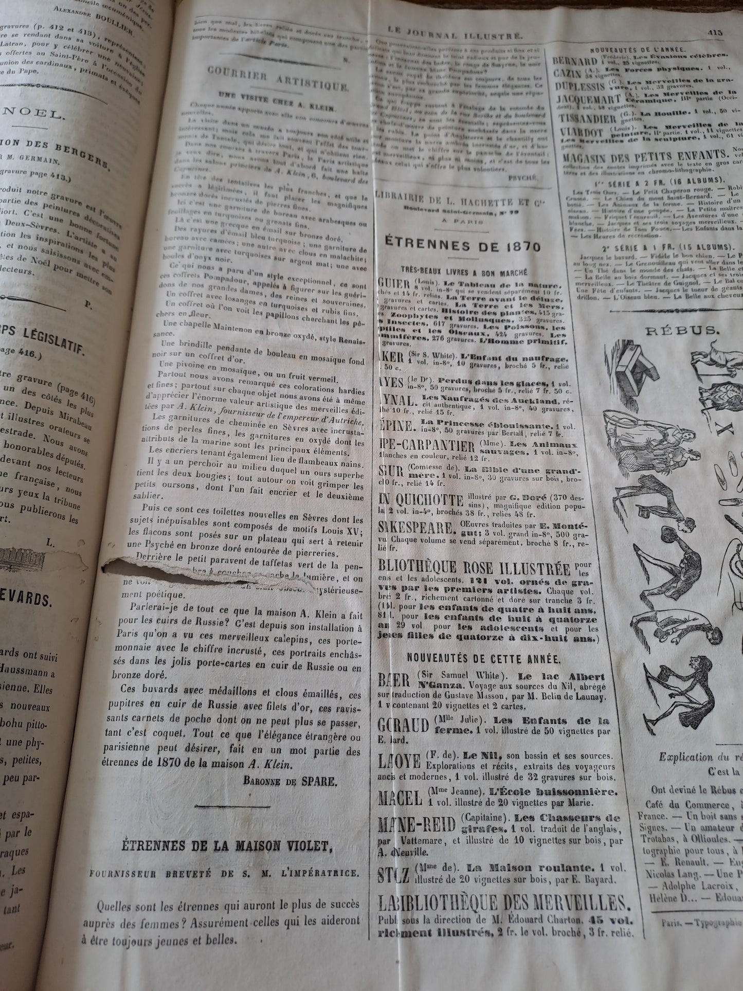 Revues " Le Journal illustré " pour l'année 1869. Ancien livre vintage.