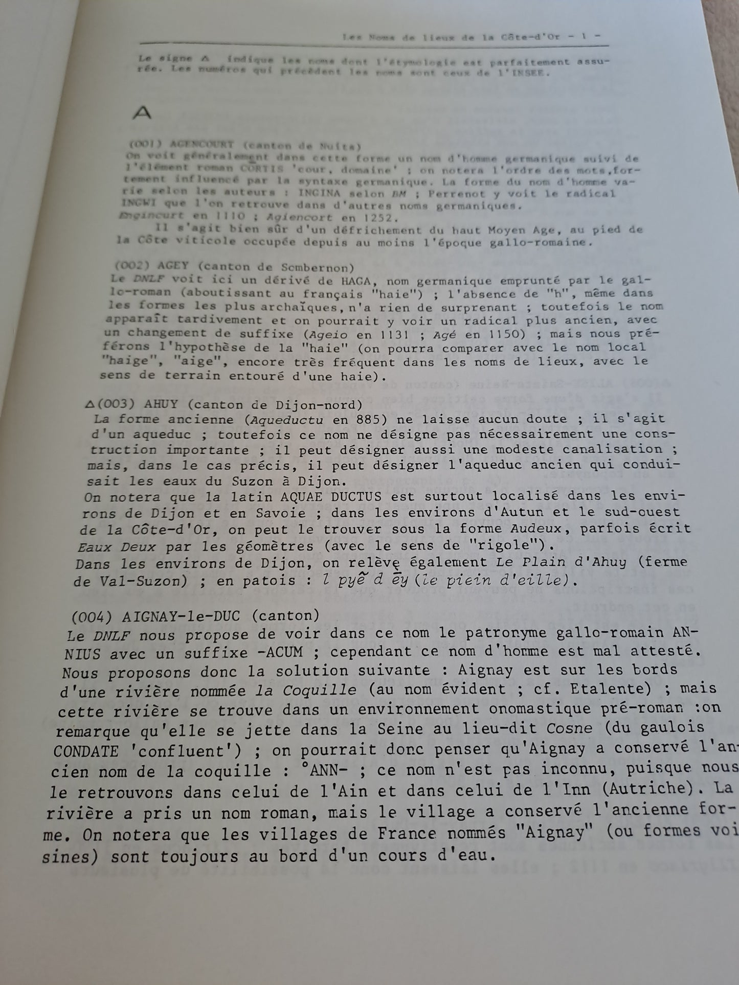 Livre. Les noms de lieux de Bourgogne. La Côte-d'Or.
