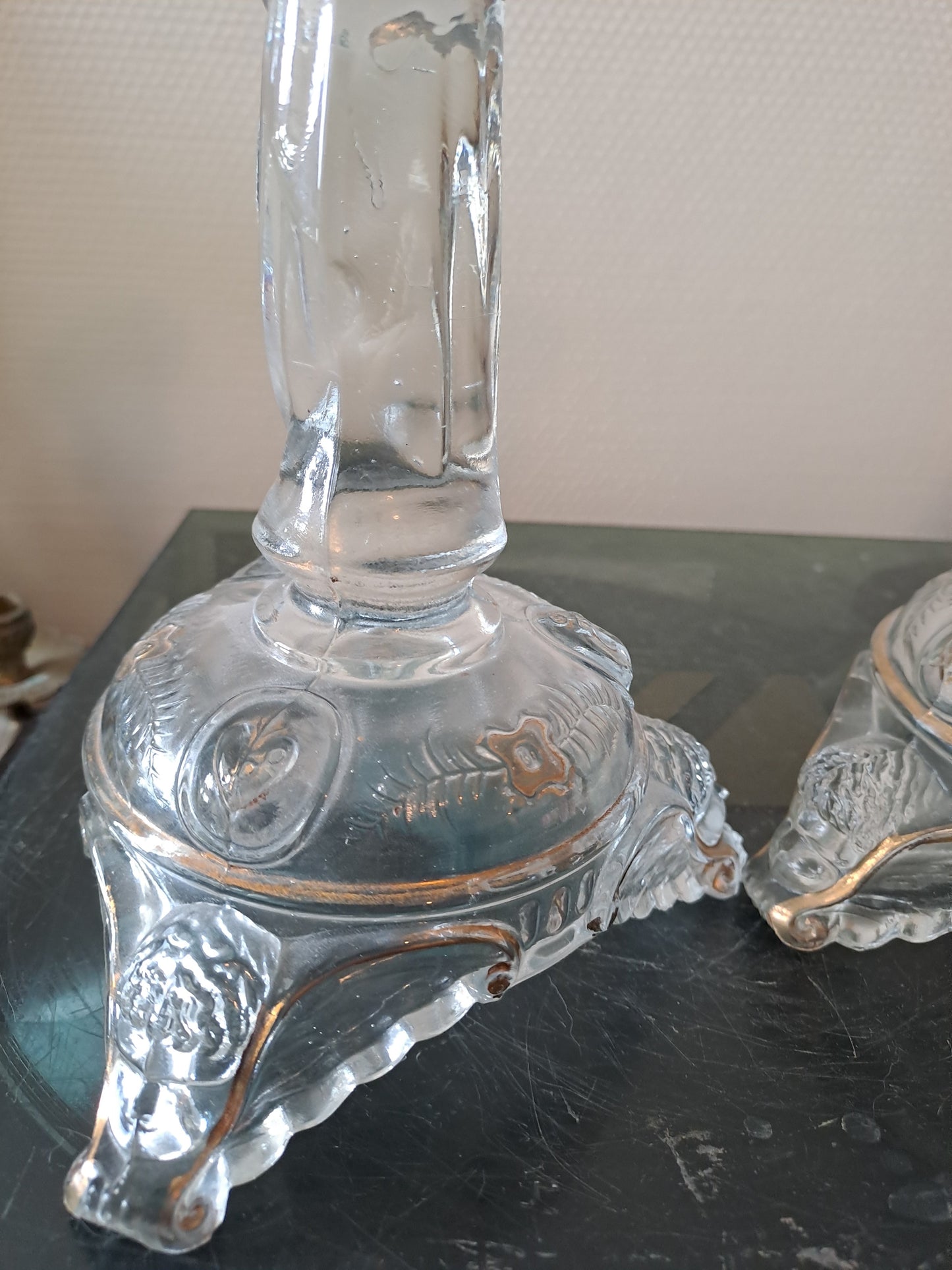 Paire de bougeoirs Sacré-Cœurs De Jésus Et Sainte Vierge Marie. Val saint lambert. Ancien Vintage catholique.