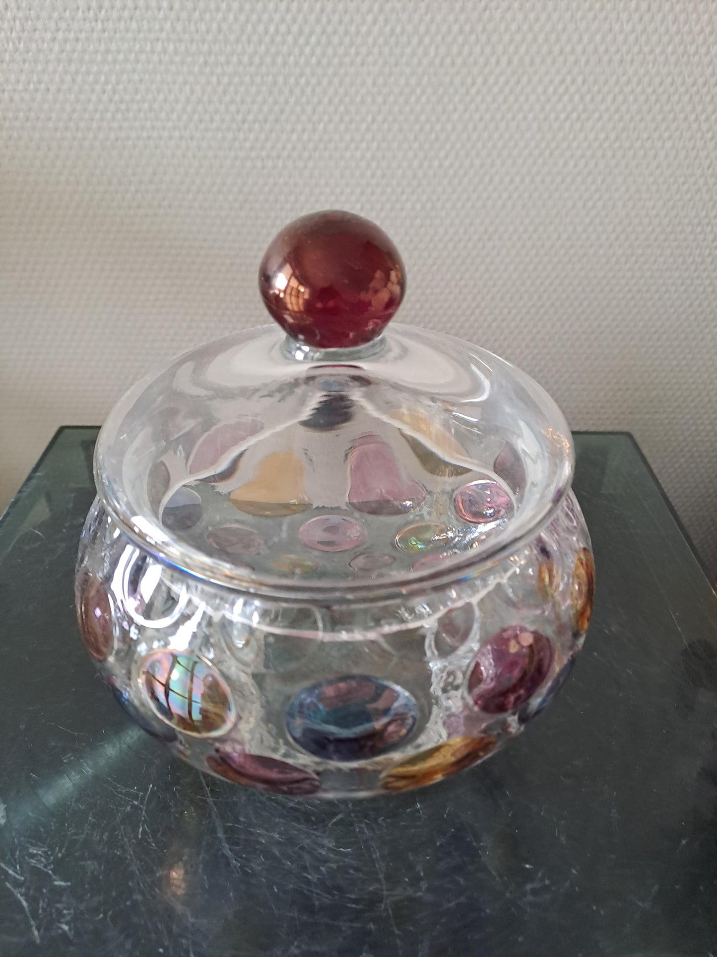 Bonbonniere/ Vase optique vintage. Boske Sklo. Czech glass.