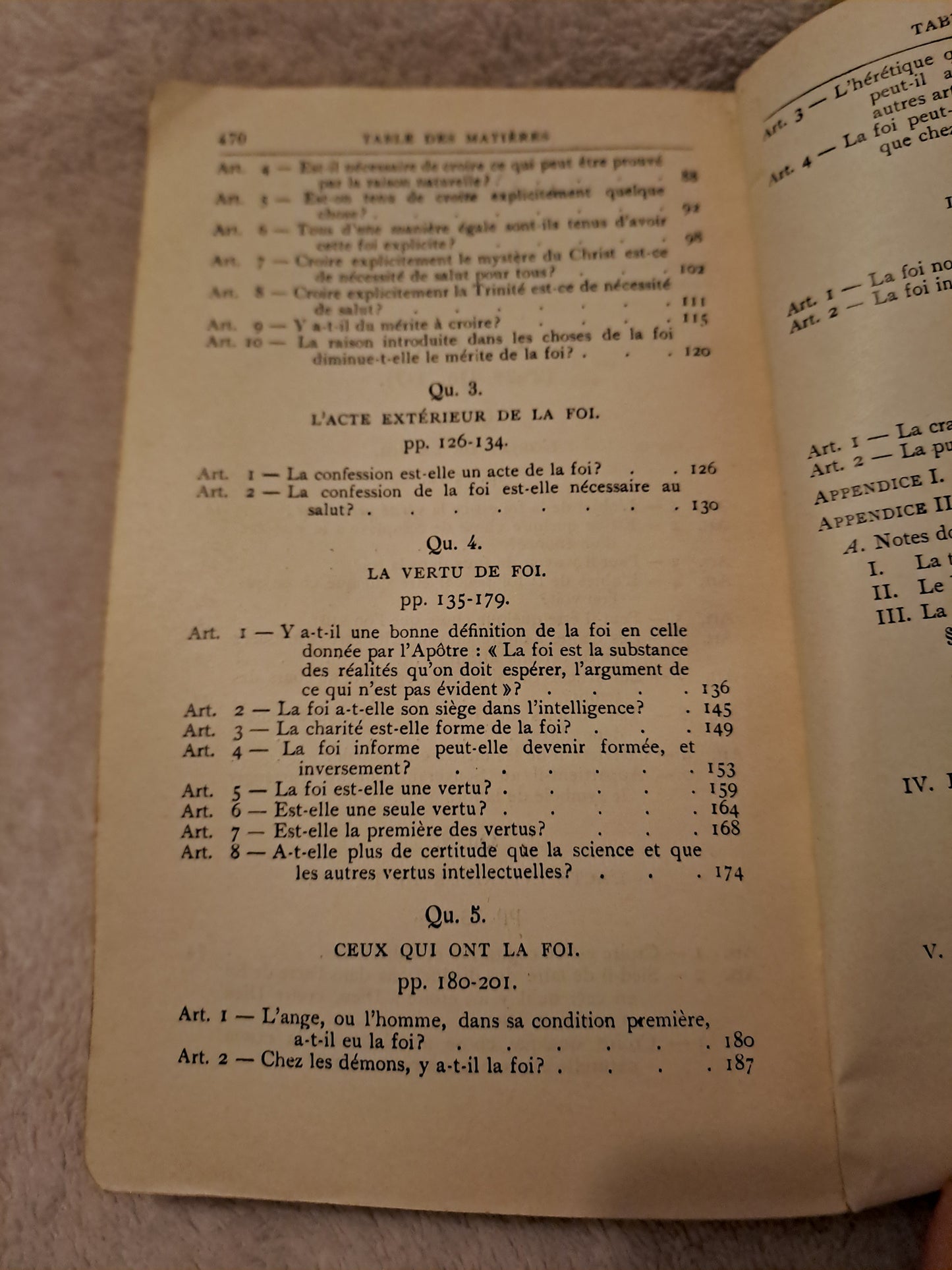Somme theologique. La foi. Tome 1. 2a-2a, questions 1-7. Saint Thomas D'Aquin. Ancien livre vintage catholique.