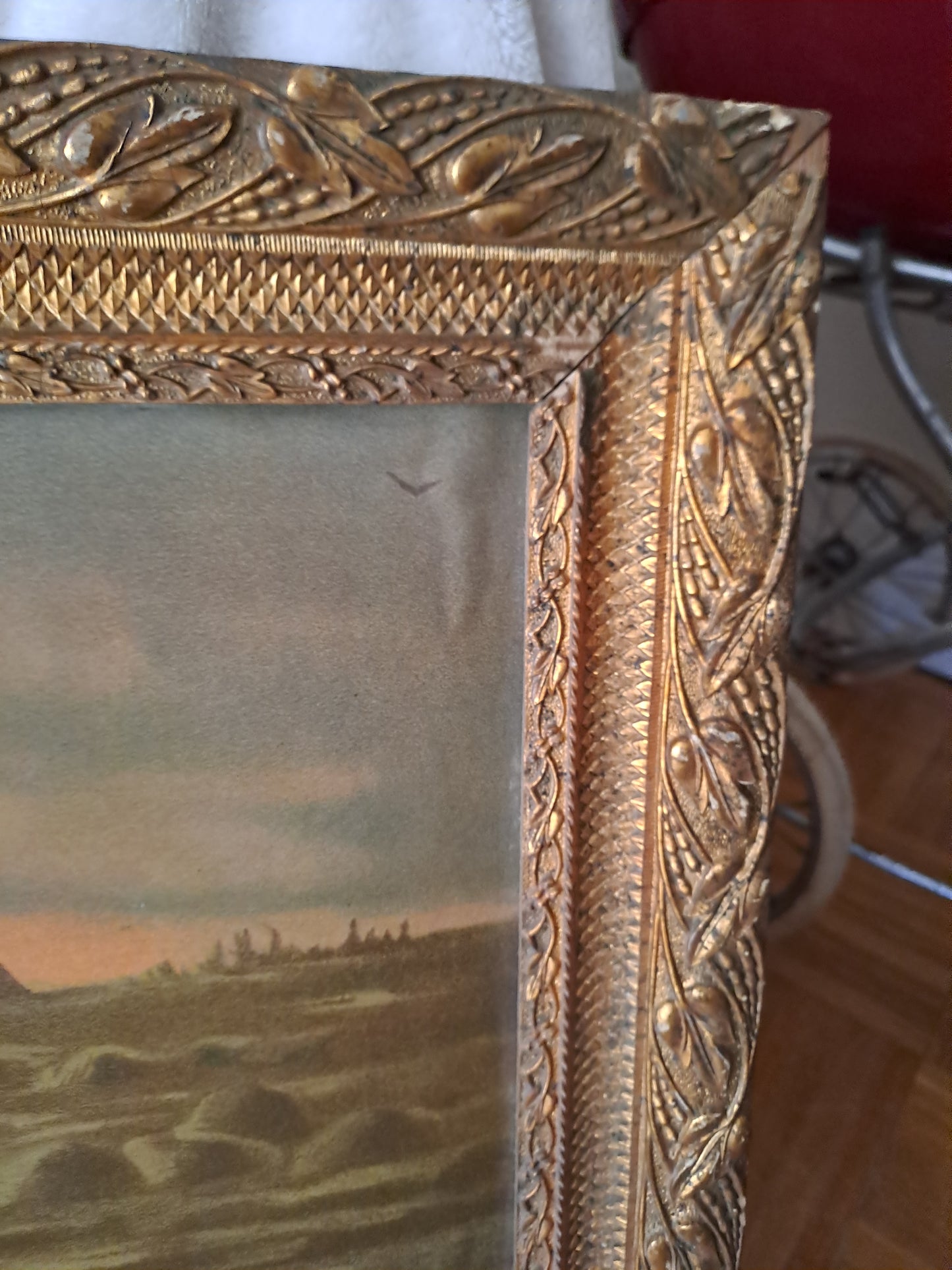 L'angélus. Chromolithographie d'après Millet. 82 cm X 60.5 cm.