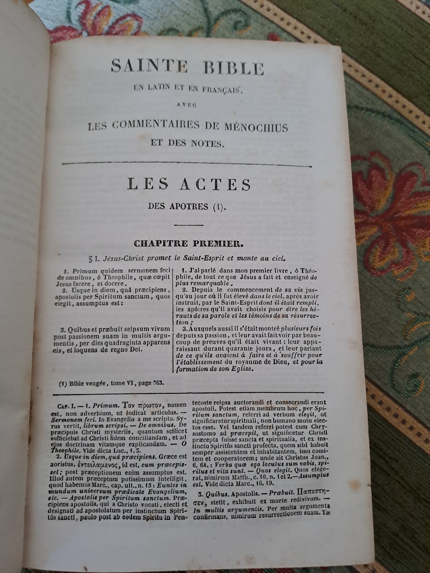 Bible par Révérend Père De Carrière commentaire de Menochius. 1854.