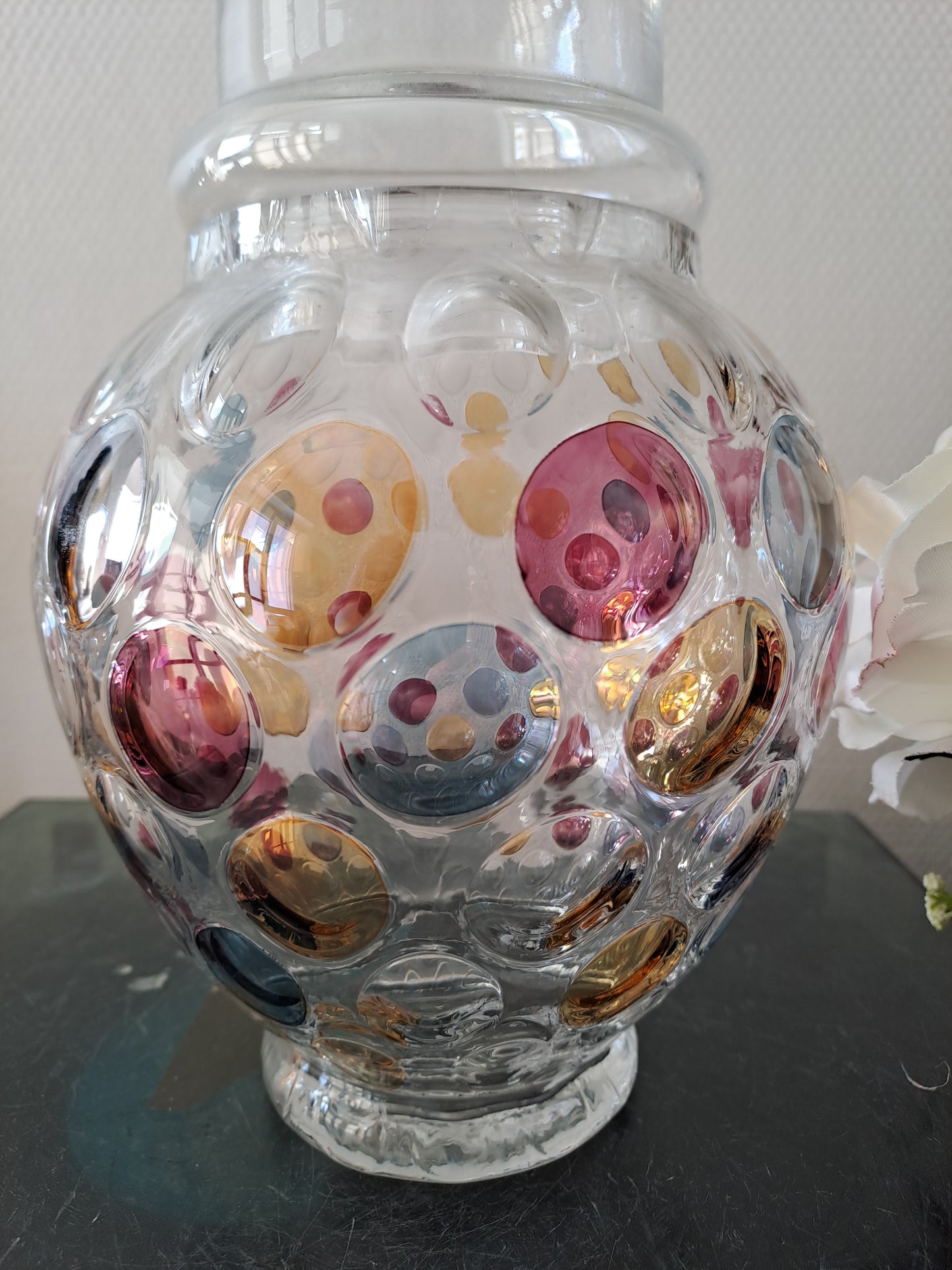 Bonbonnière / vase optique vintage. Boske Sklo. Czech glass. Collection Nemo.