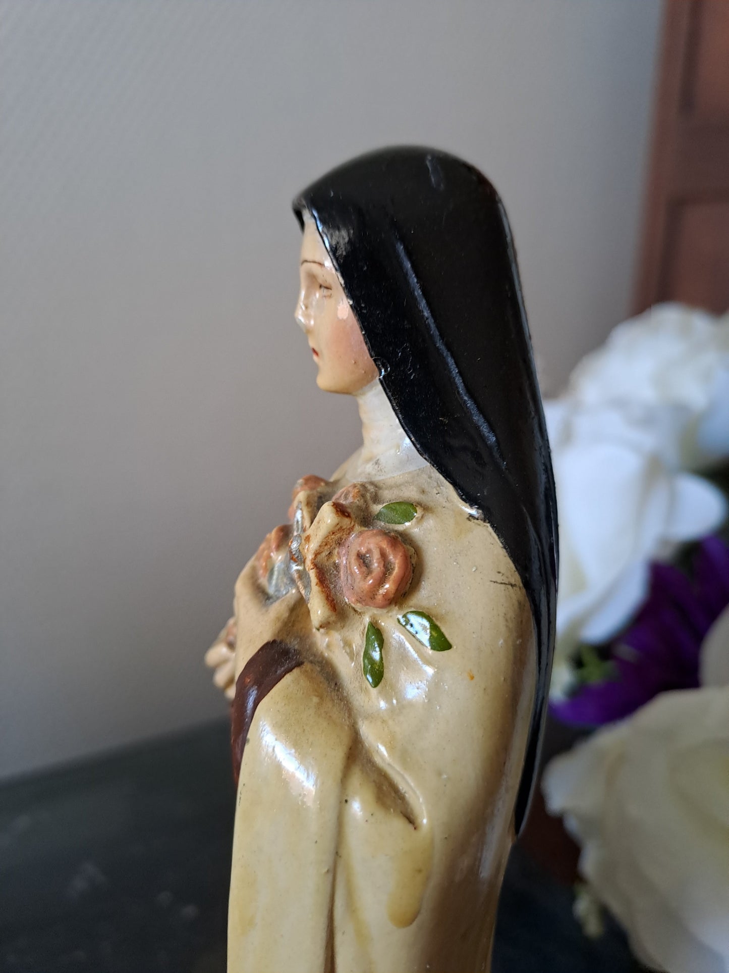 Statue Sainte Thérèse de l'enfant Jésus de la Sainte-Face. 21 cm. Ancien Vintage catholique.