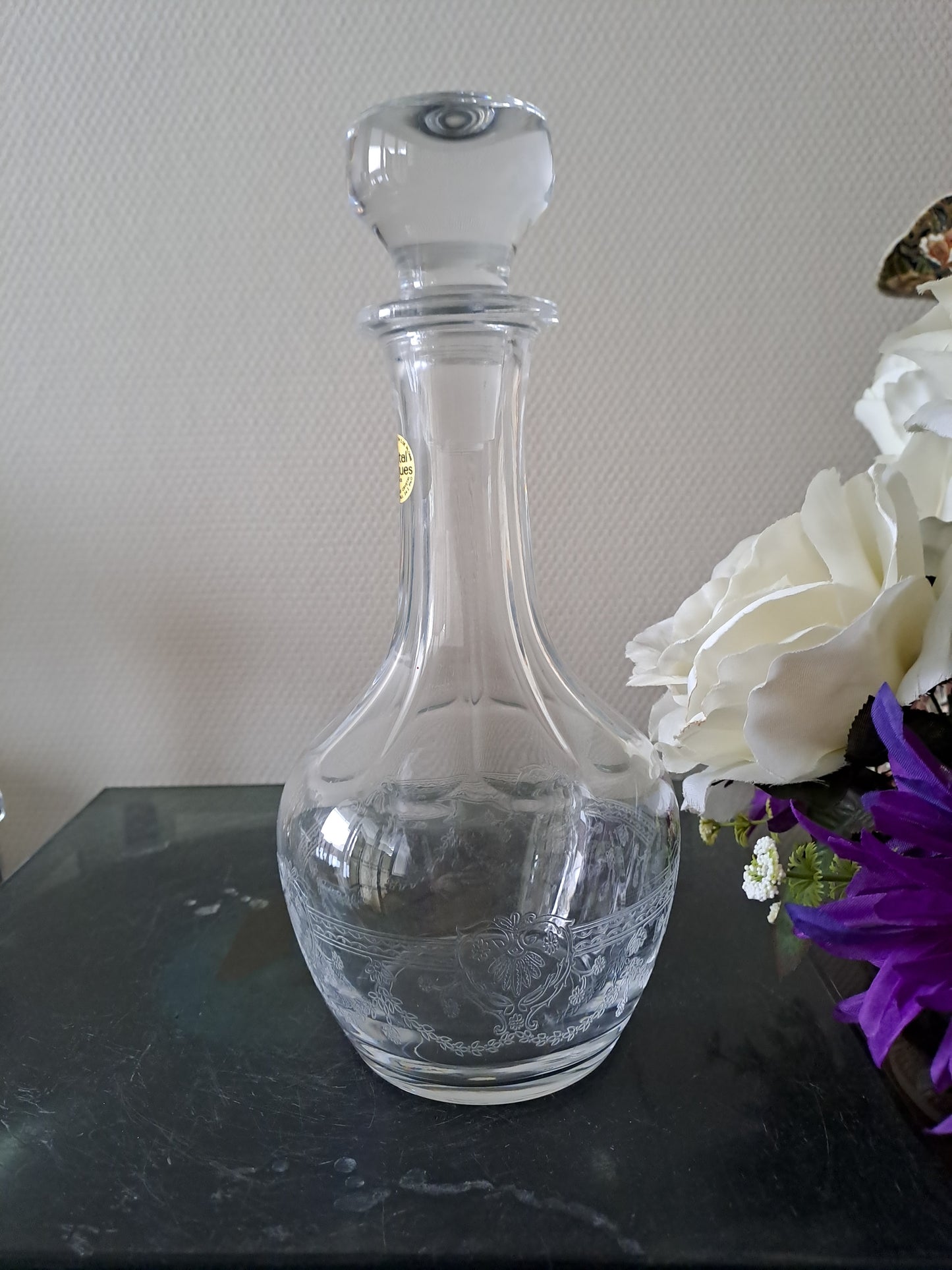 Pichet décanteur en cristal d'Arques modèle Dampierre. Emballage d'origine.