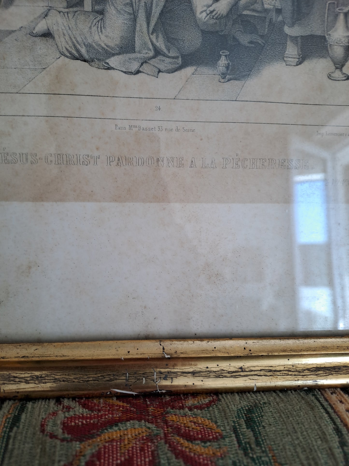 Cadre / Gravure représentant " Jésus-Christ pardonne à la pécheresse ".