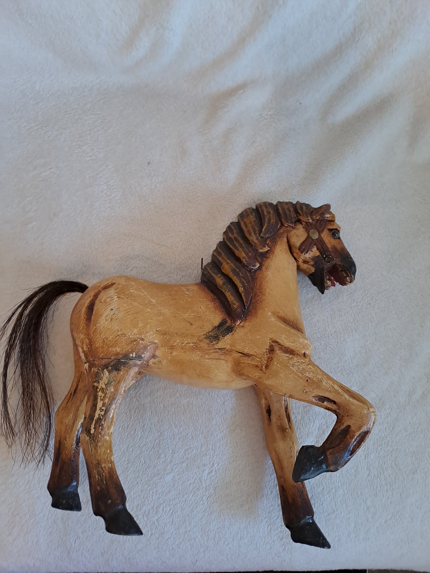 Caleche de course avec son cheval Jouet ancien vintage