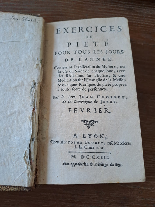 Année chretienne. Février. Exercices de piété pour tous les jours. 1713.