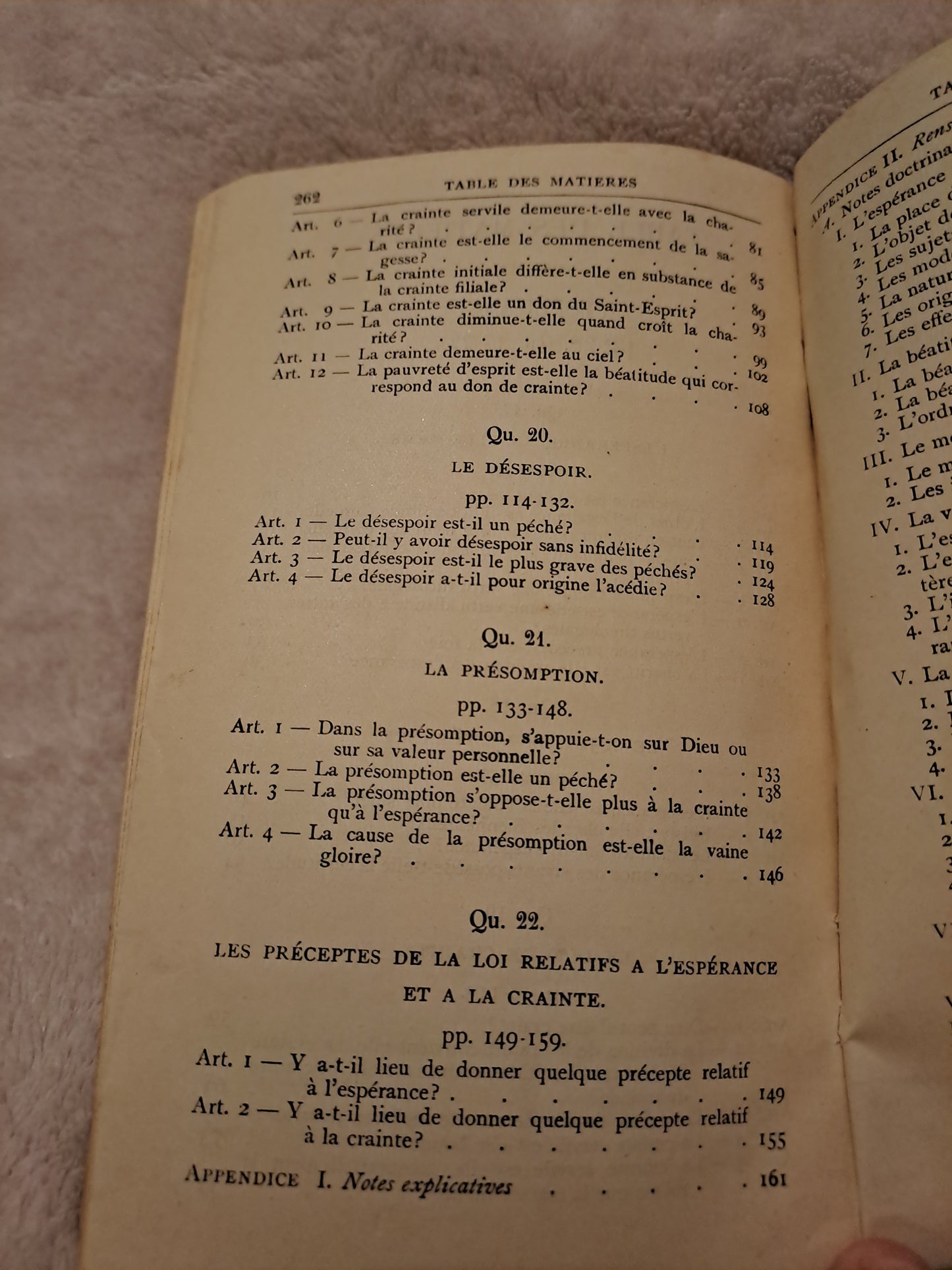 Somme theologique.  L'esperance 2a-2a, Questions 17-22. Saint Thomas D'Aquin. Ancien livre vintage catholique.