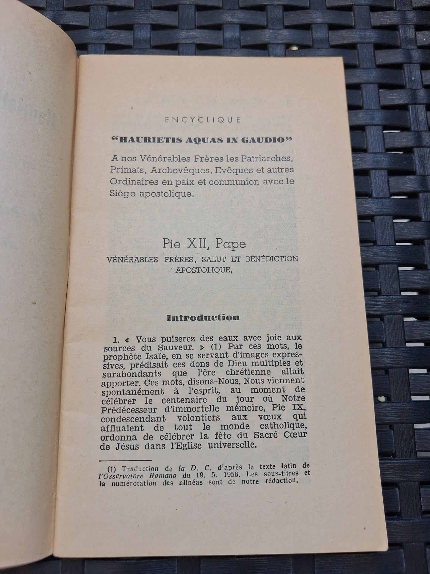 Encyclique haurietis aqua in Gaudio Ancien livre vintage pape catholique